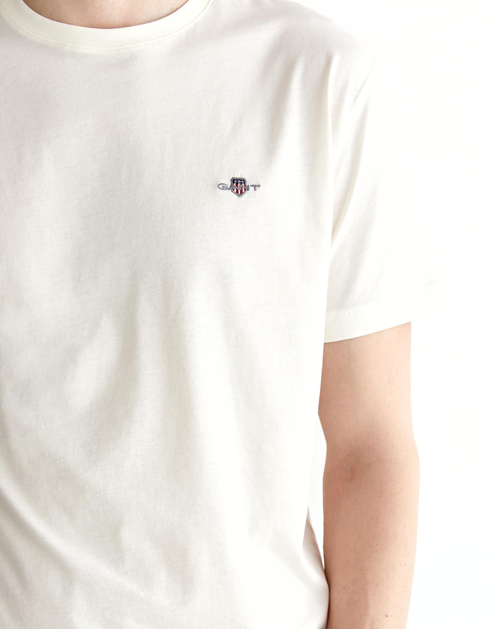 GANT Erkek Krem Regular Fit Bisiklet Yaka T-Shirt