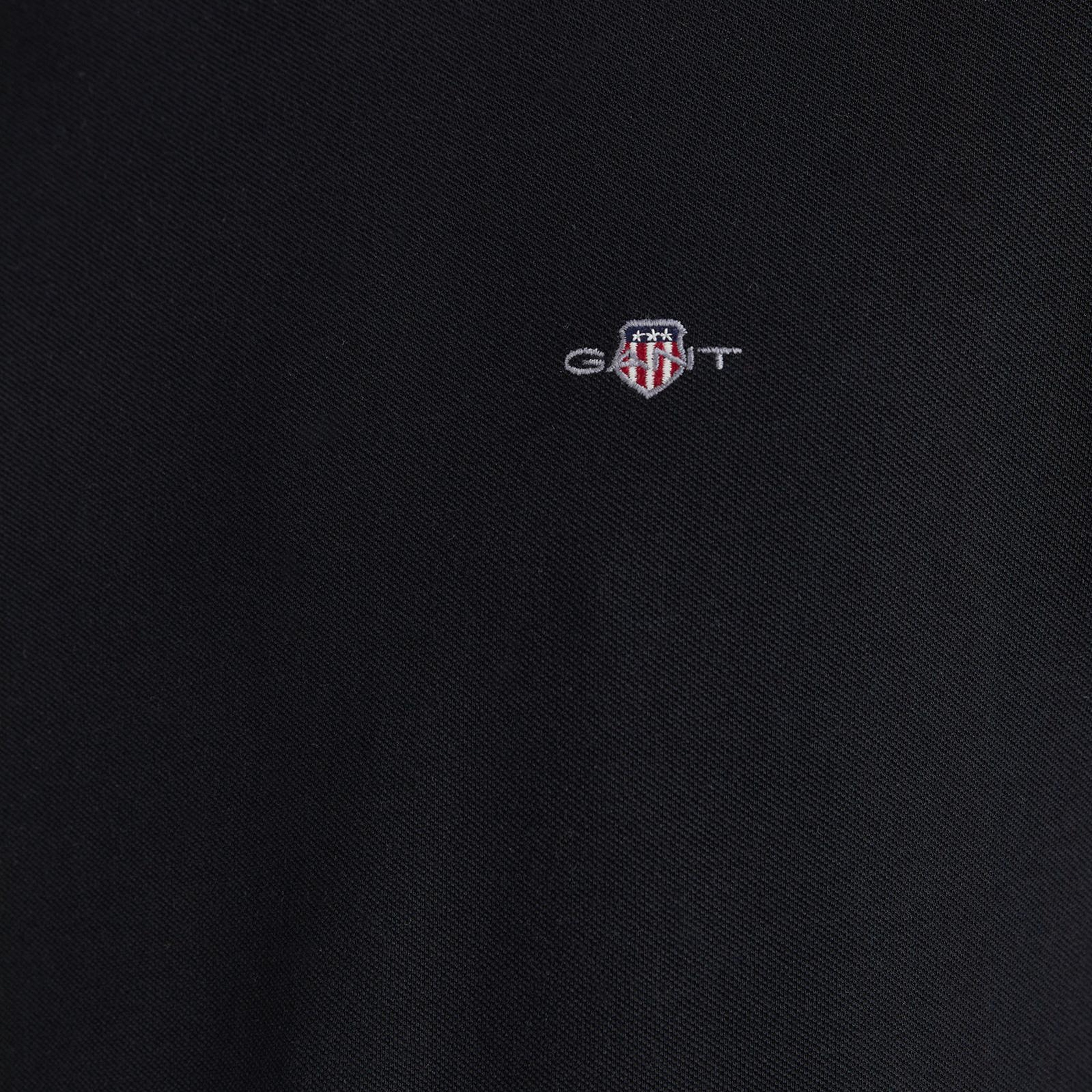 GANT Erkek Siyah Slim Fit Bisiklet Yaka Uzun Kollu T-Shirt