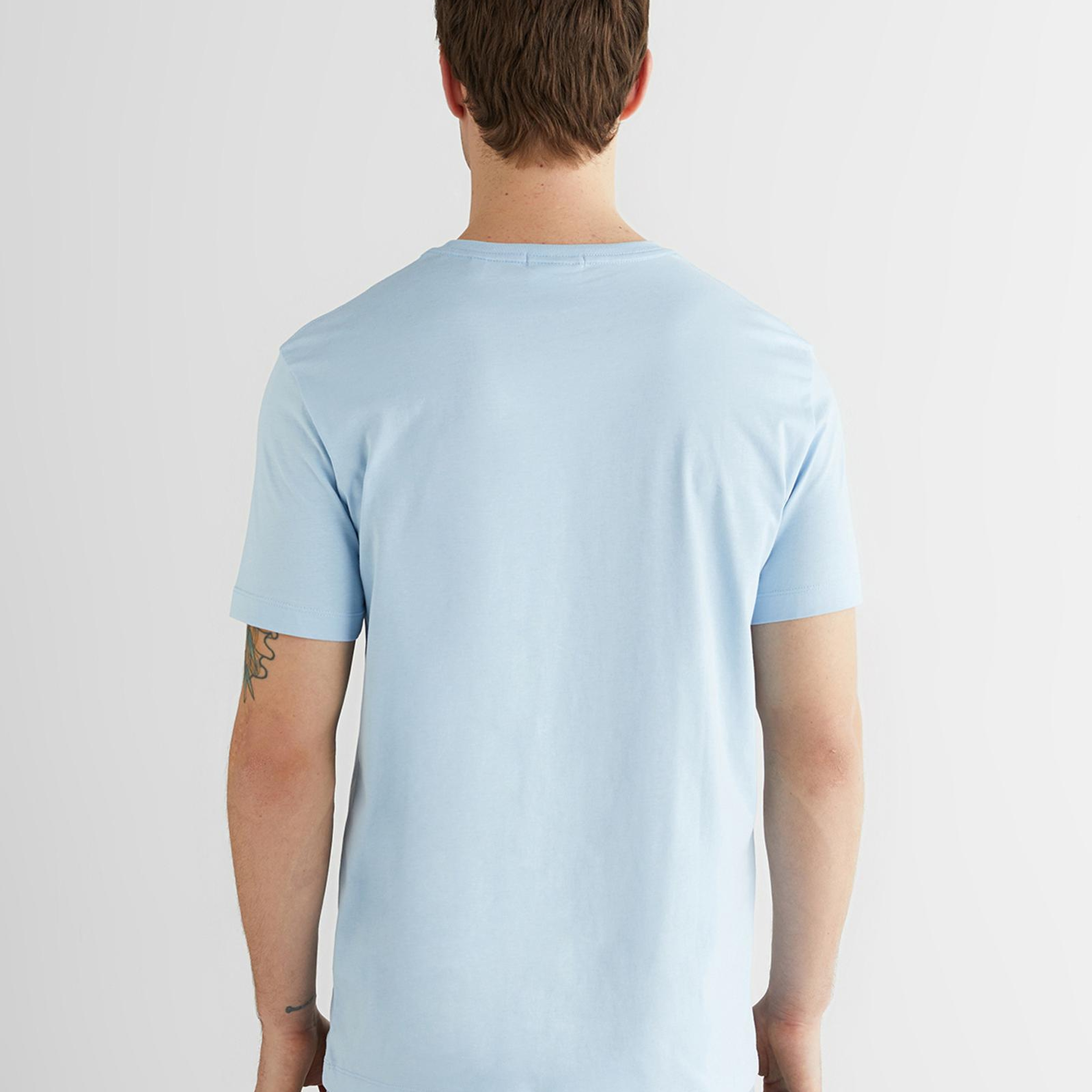 GANT Erkek Mavi Bisiklet Yaka Regular Fit Logolu T-Shirt