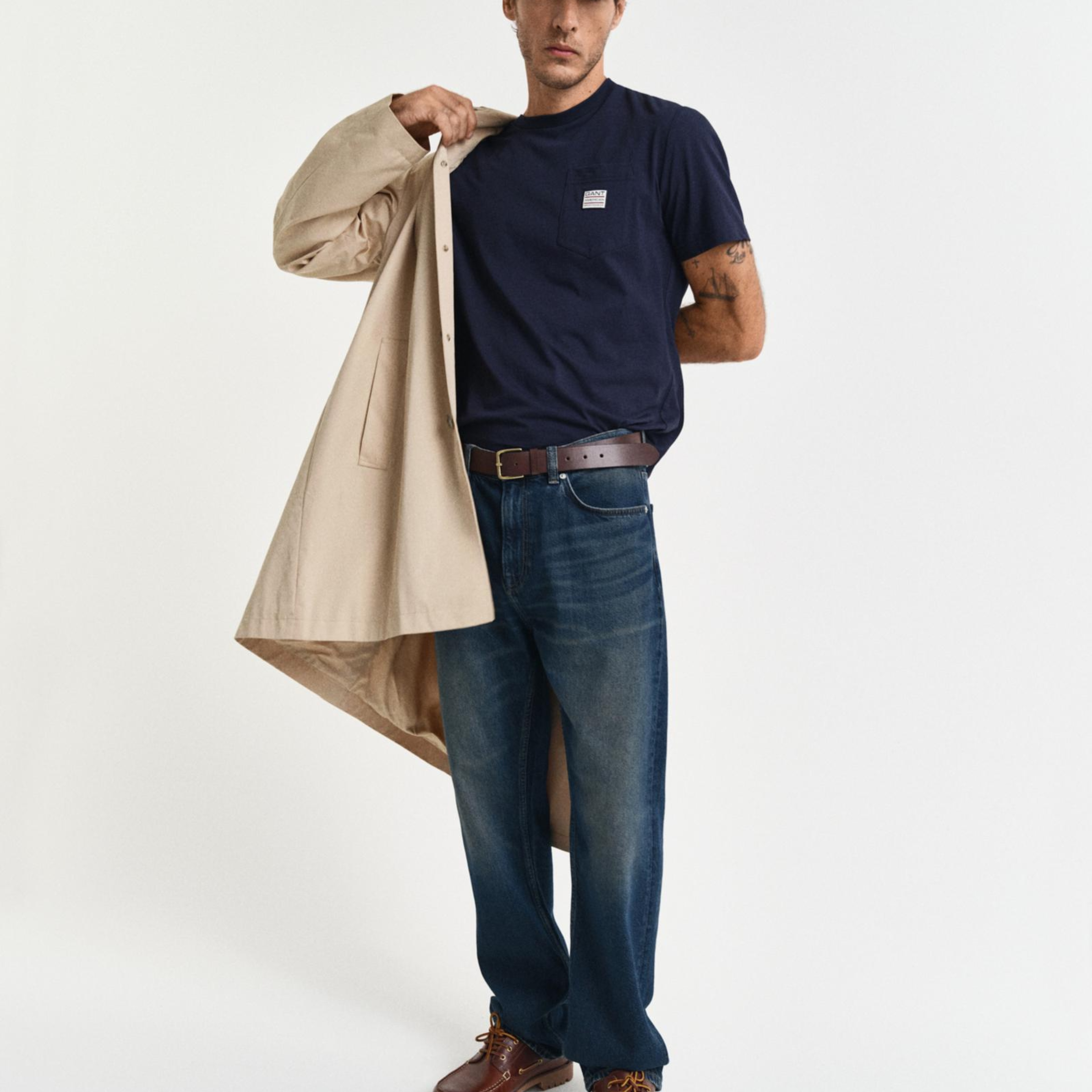 GANT Erkek Lacivert Regular Fit Bisiklet Yaka T-Shirt