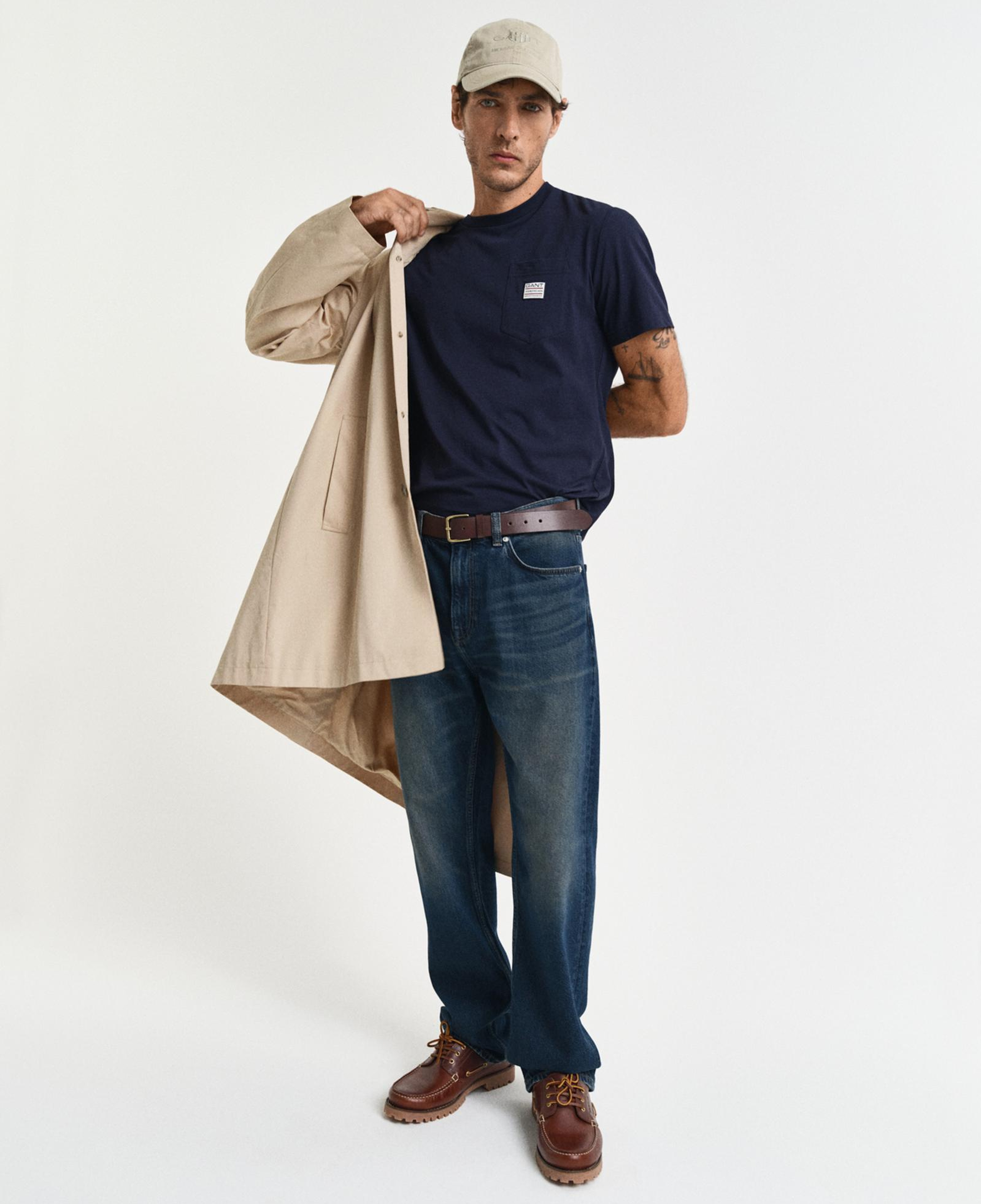 GANT Erkek Lacivert Regular Fit Bisiklet Yaka T-Shirt