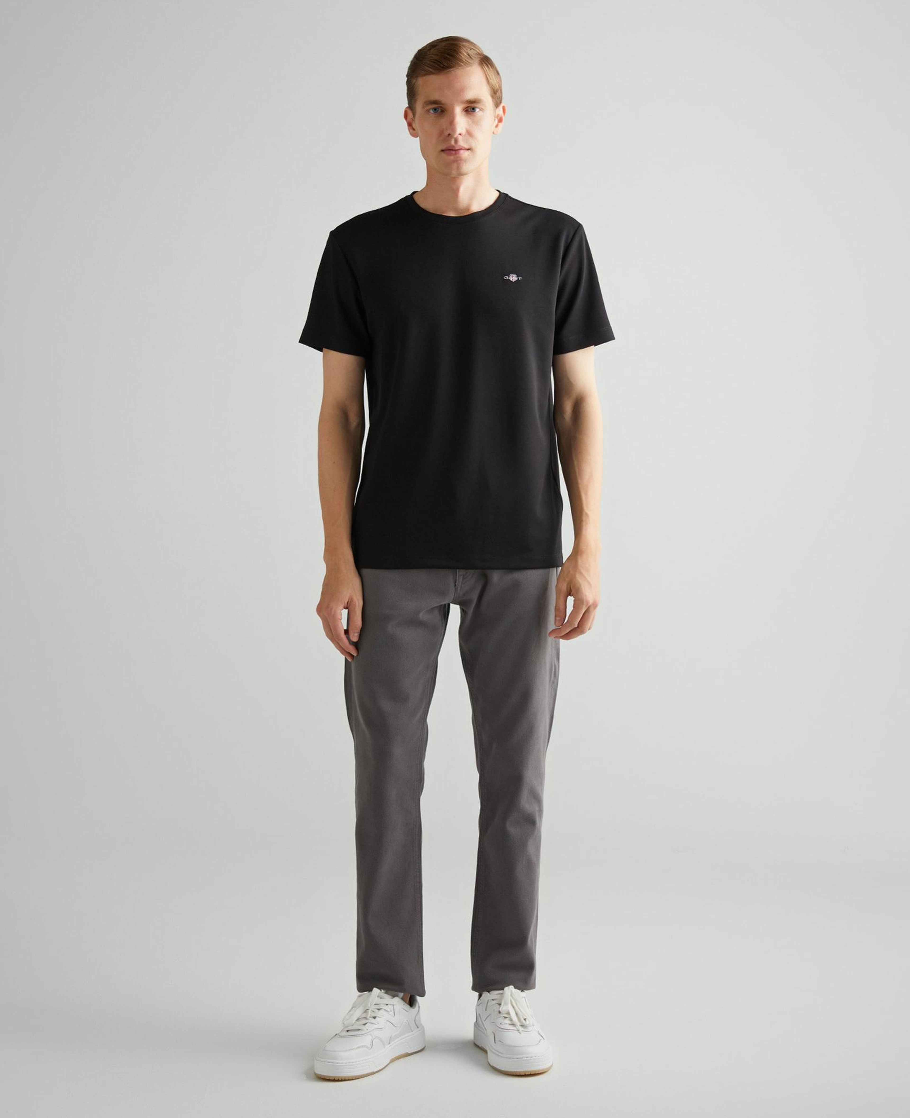 GANT Erkek Siyah Relaxed Fit Bisiklet Yaka T-Shirt
