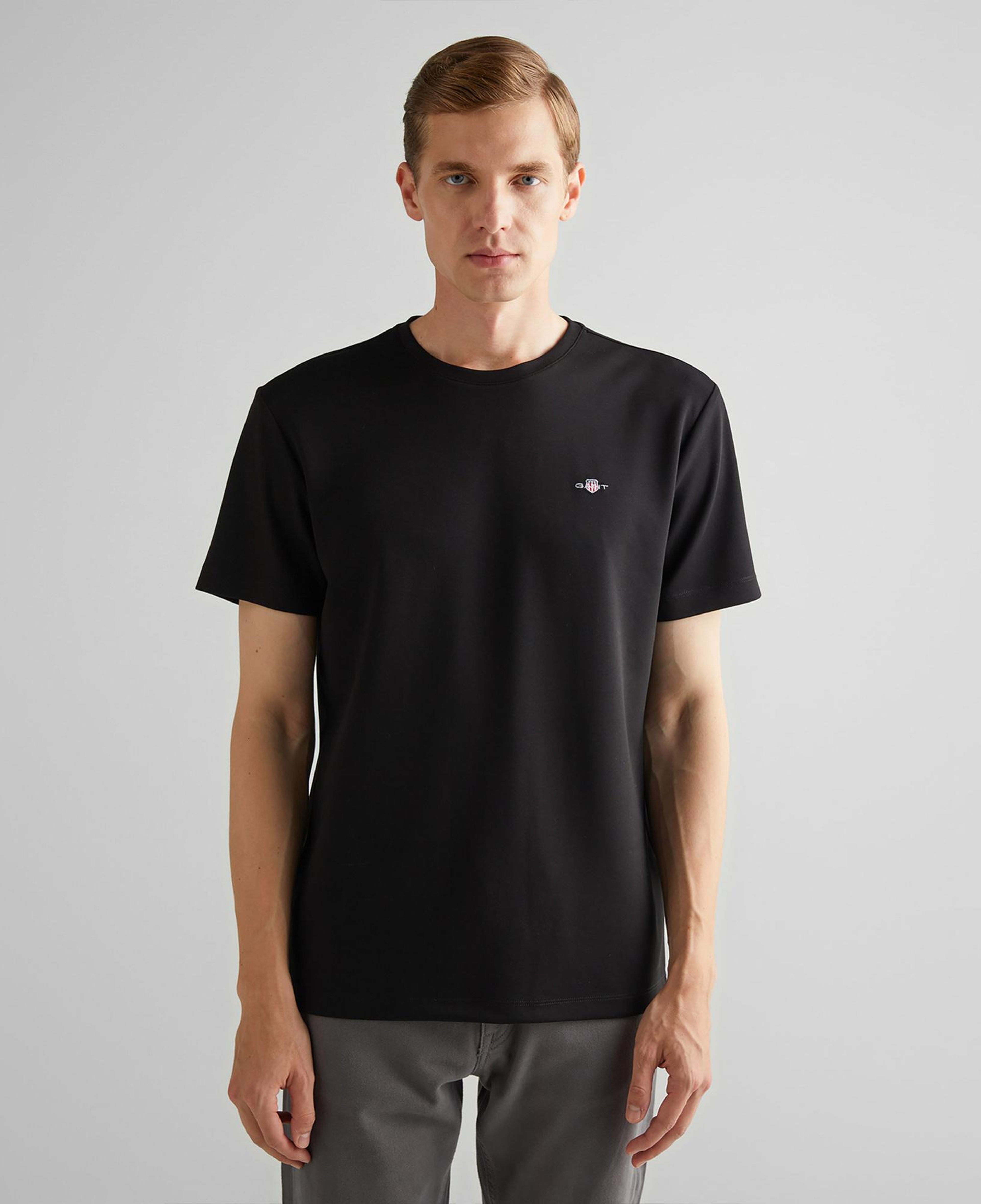 GANT Erkek Siyah Relaxed Fit Bisiklet Yaka T-Shirt