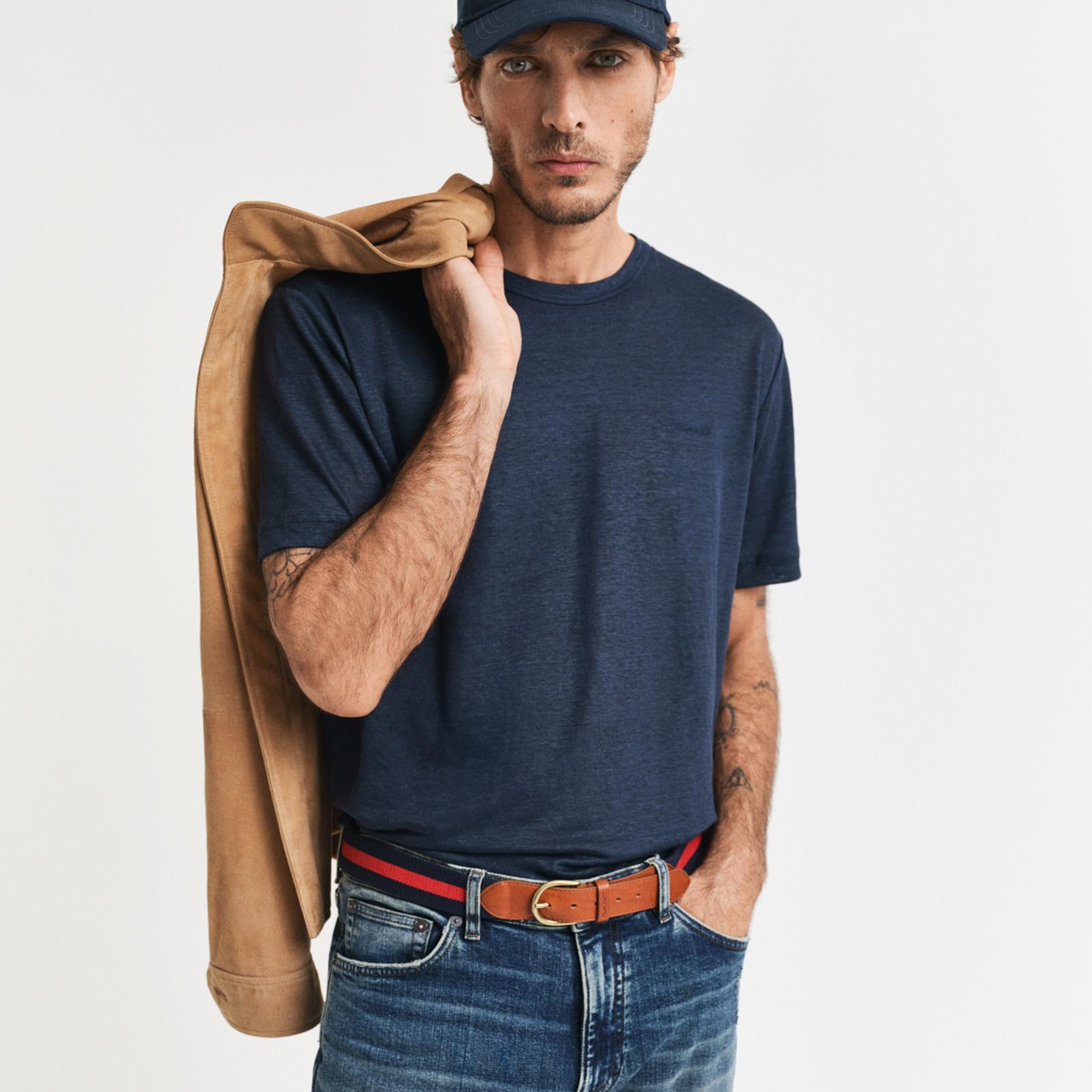 GANT Erkek Lacivert Regular Fit Bisiklet Yaka T-Shirt