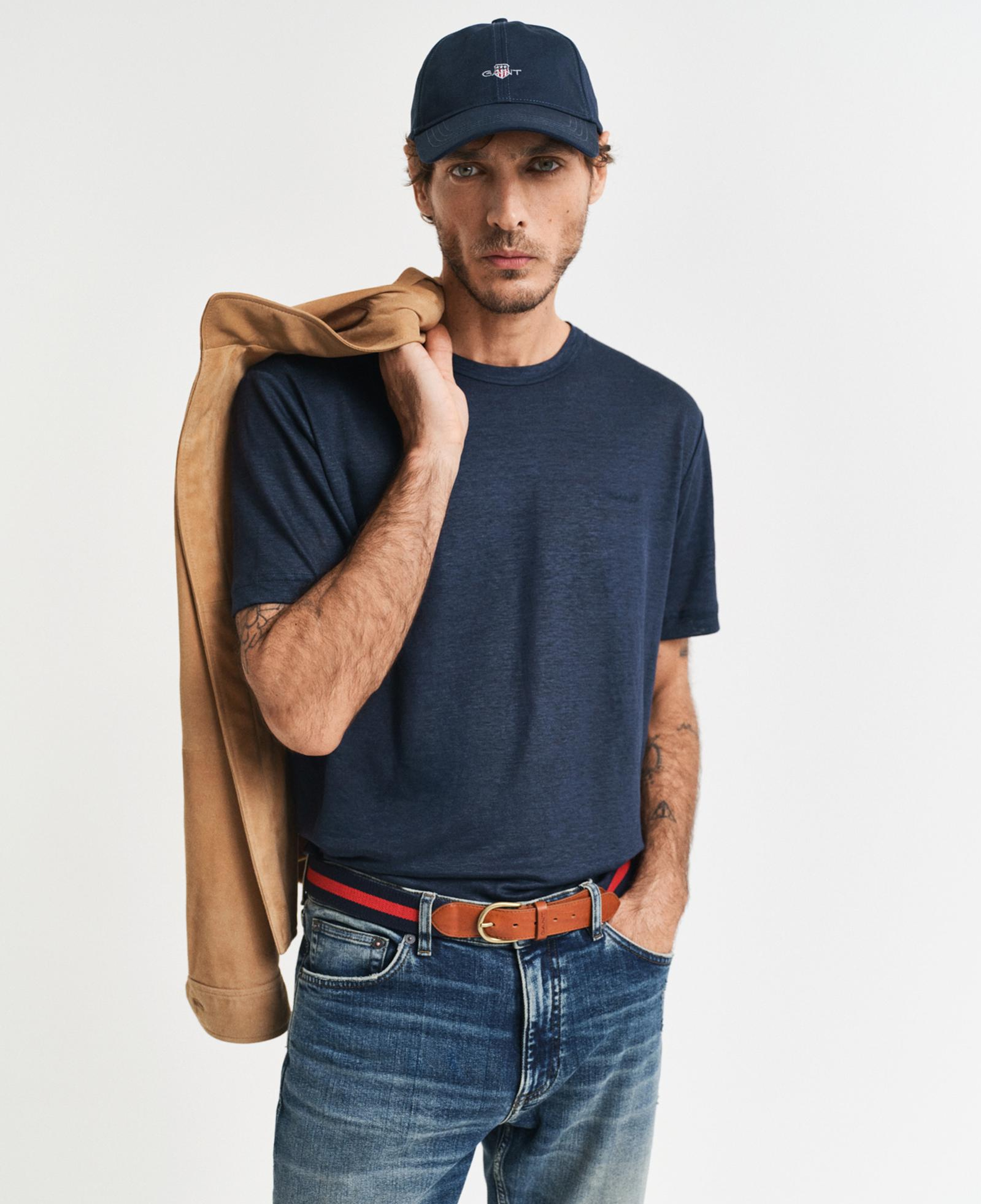 GANT Erkek Lacivert Regular Fit Bisiklet Yaka T-Shirt