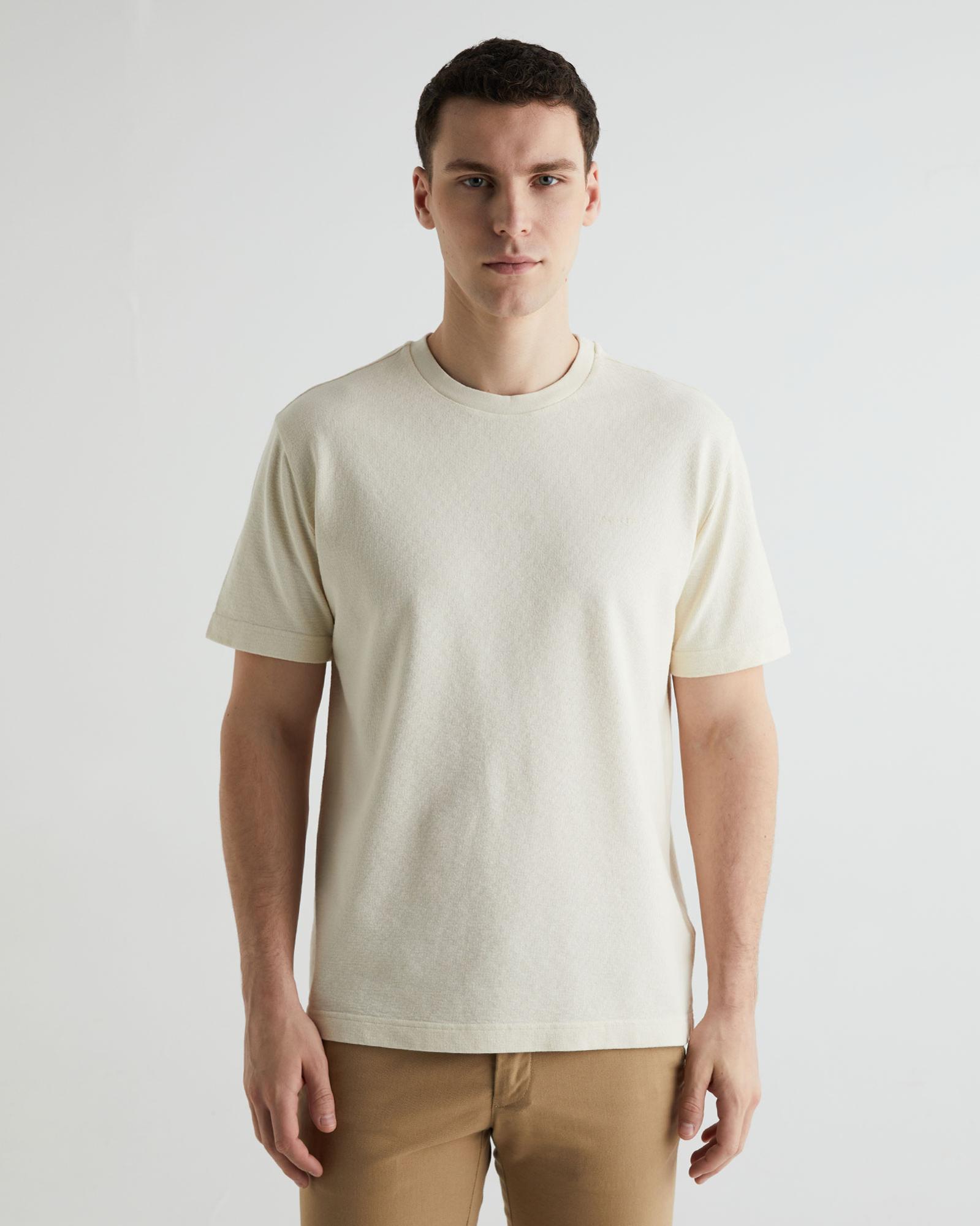 GANT Erkek Krem Regular Fit Bisiklet Yaka T-shirt