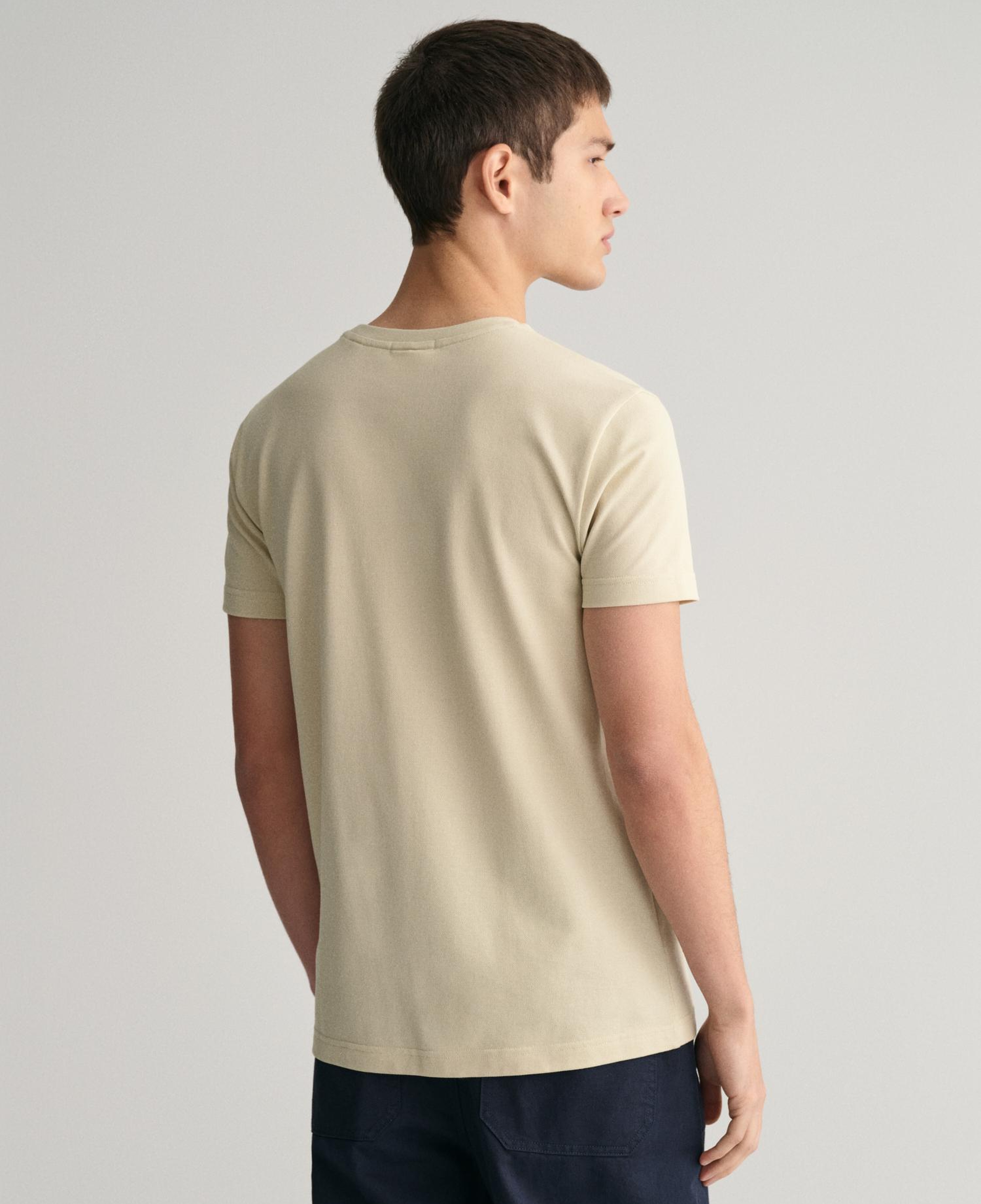 GANT Erkek Bej Slim Fit Bisiklet Yaka T-Shirt