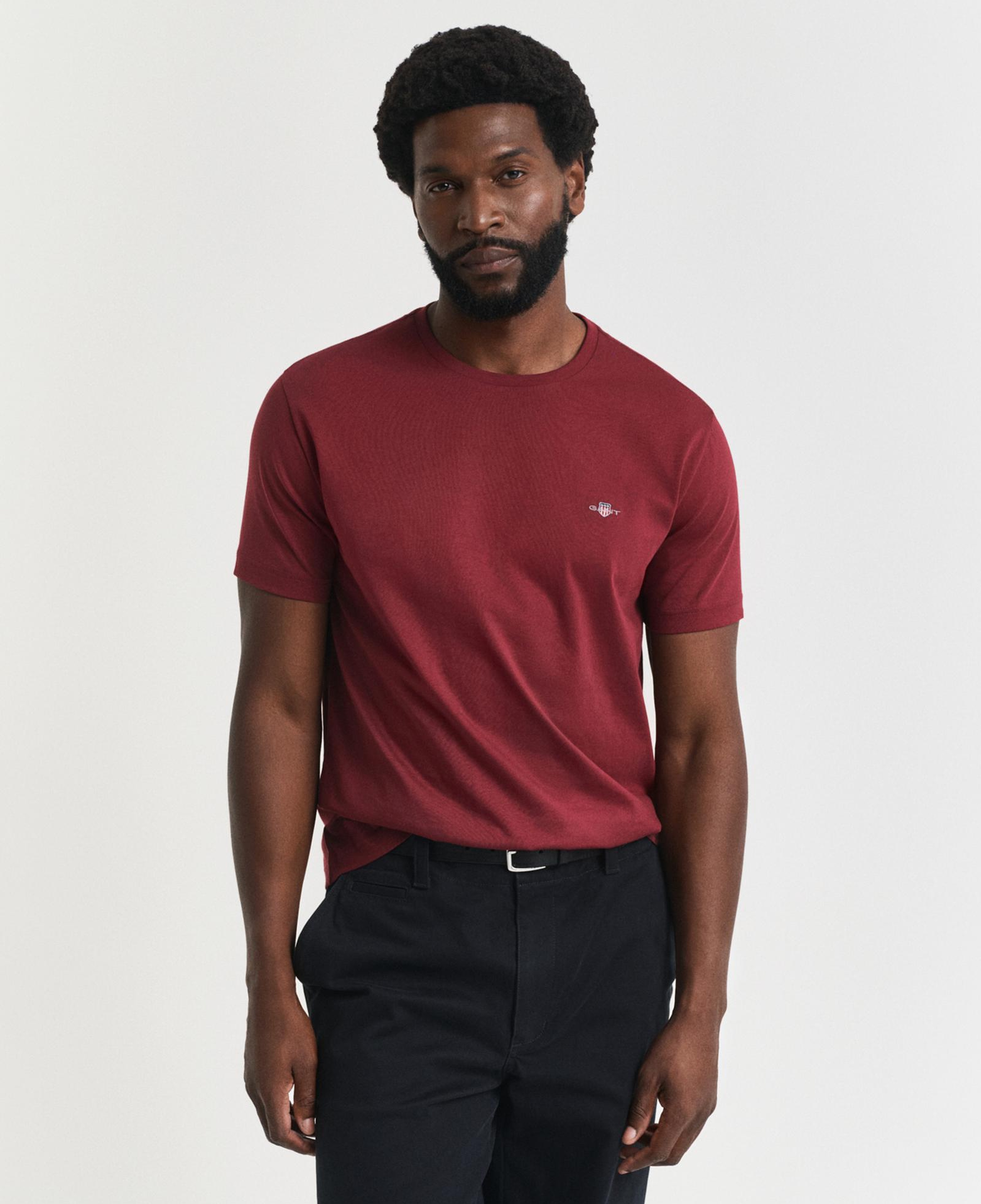 GANT Erkek Bordo Regular Fit Bisiklet Yaka T-Shirt
