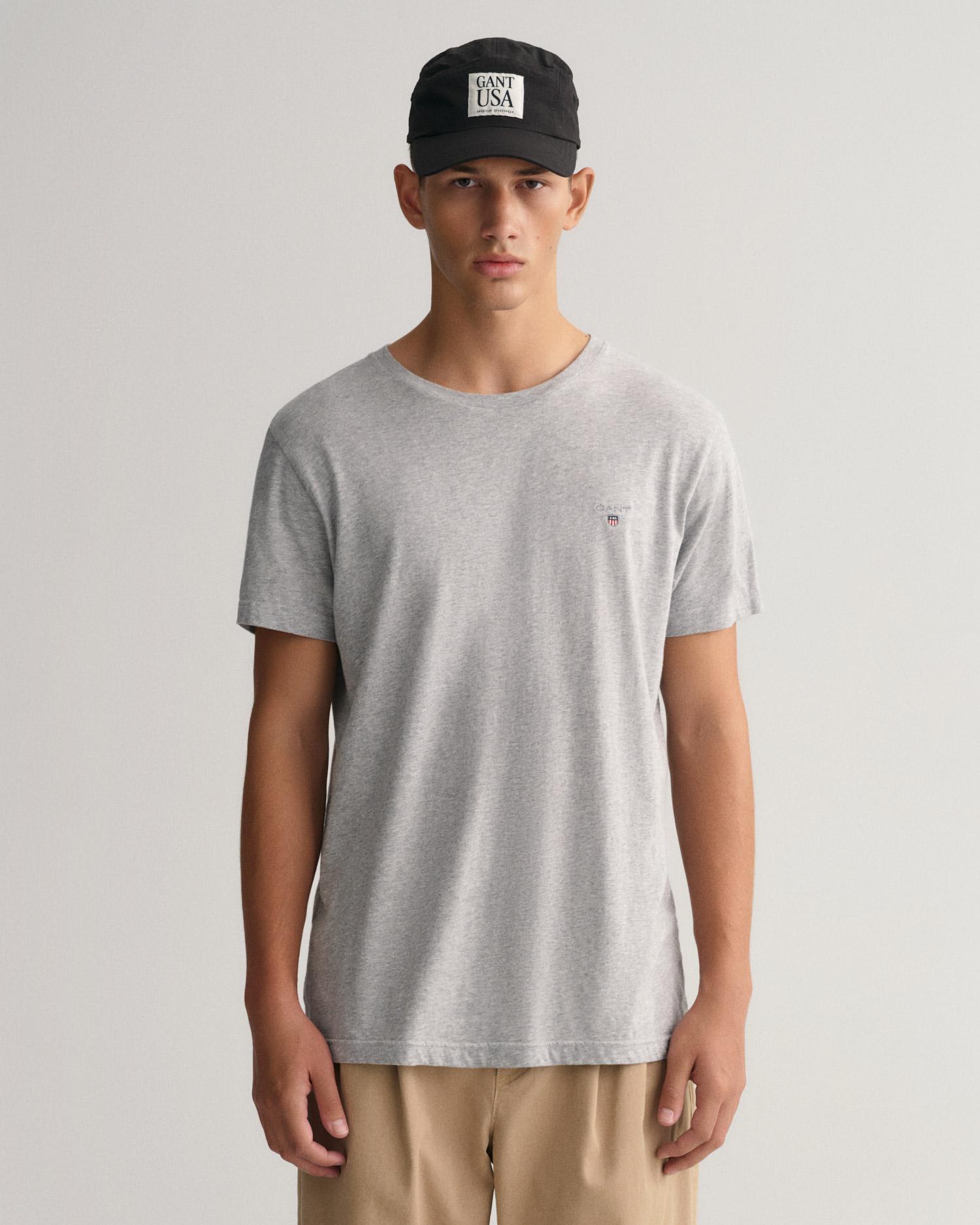 GANT Erkek Gri Regular Fit Bisiklet Yaka T-Shirt