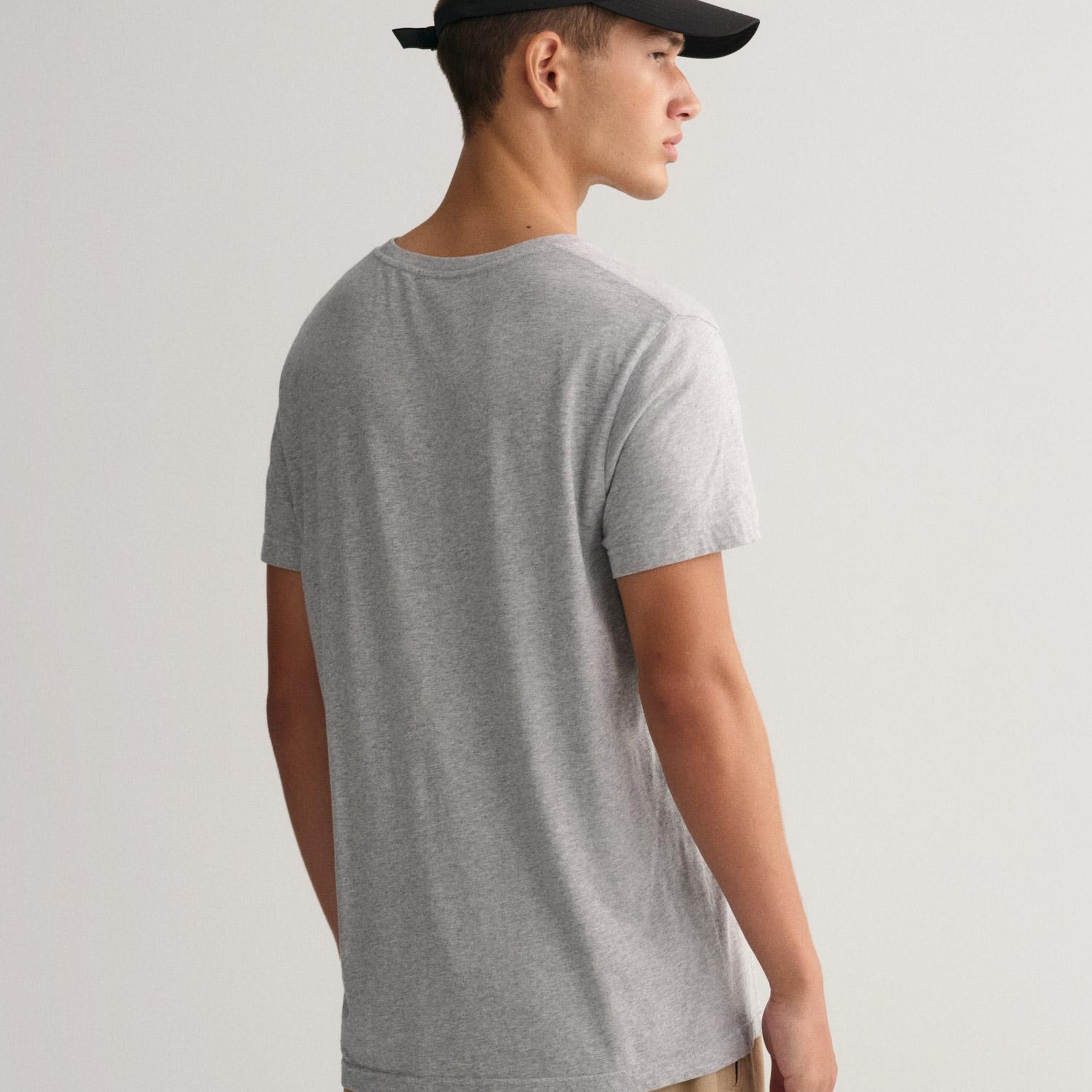 GANT Erkek Gri Regular Fit Bisiklet Yaka T-Shirt