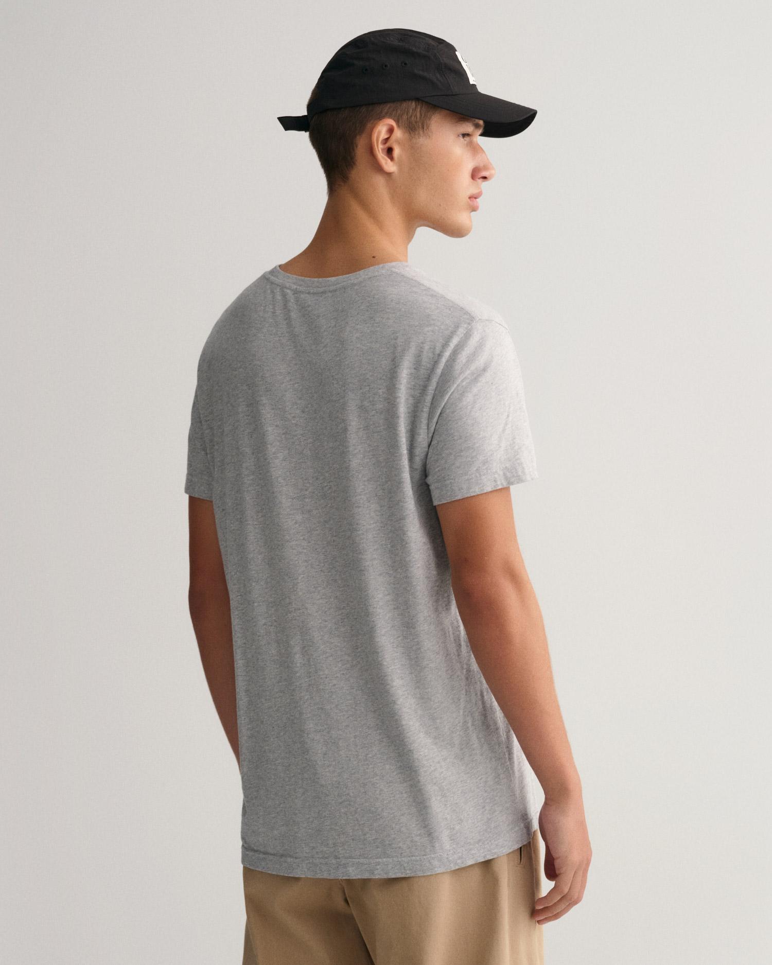GANT Erkek Gri Regular Fit Bisiklet Yaka T-Shirt