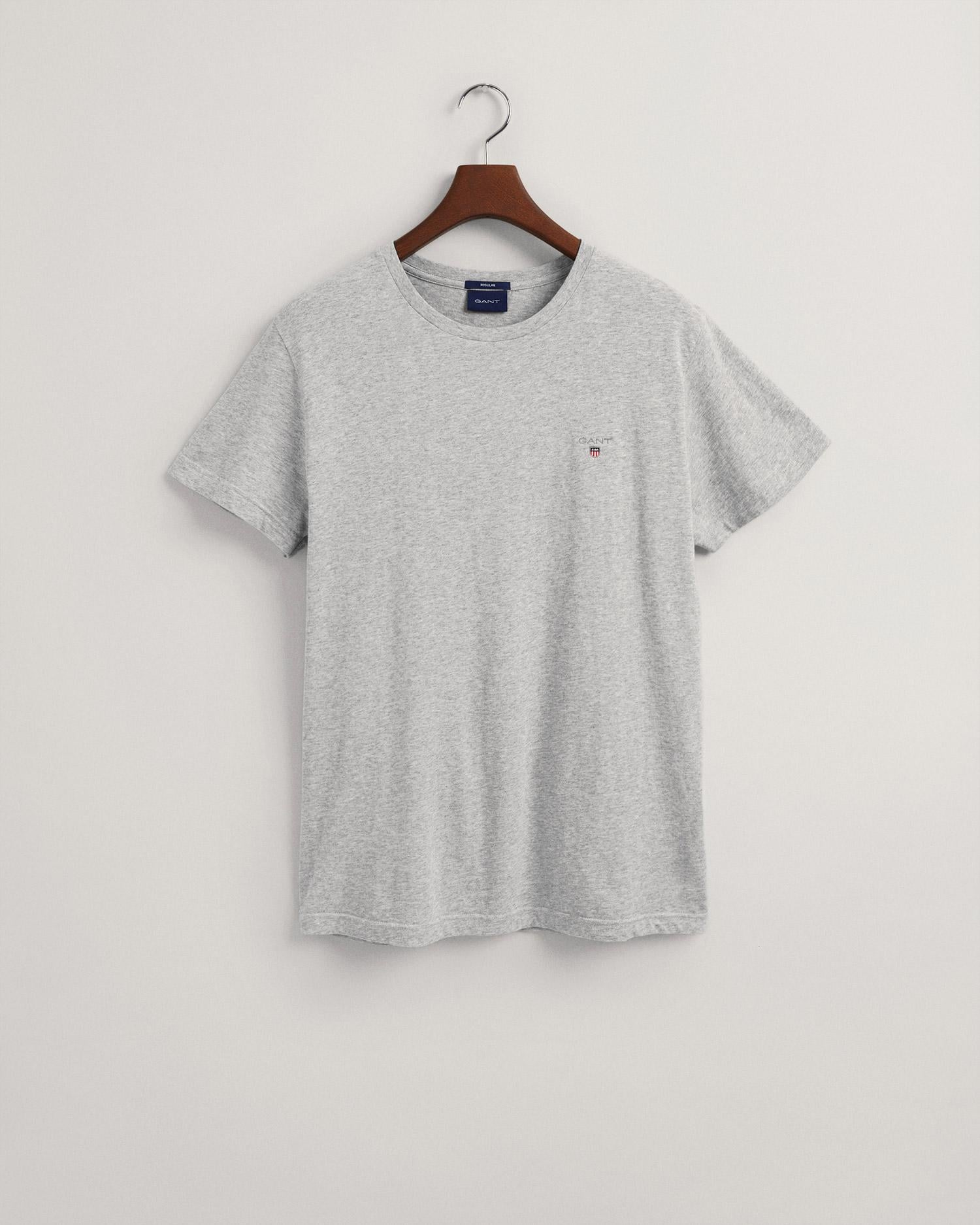 GANT Erkek Gri Regular Fit Bisiklet Yaka T-Shirt