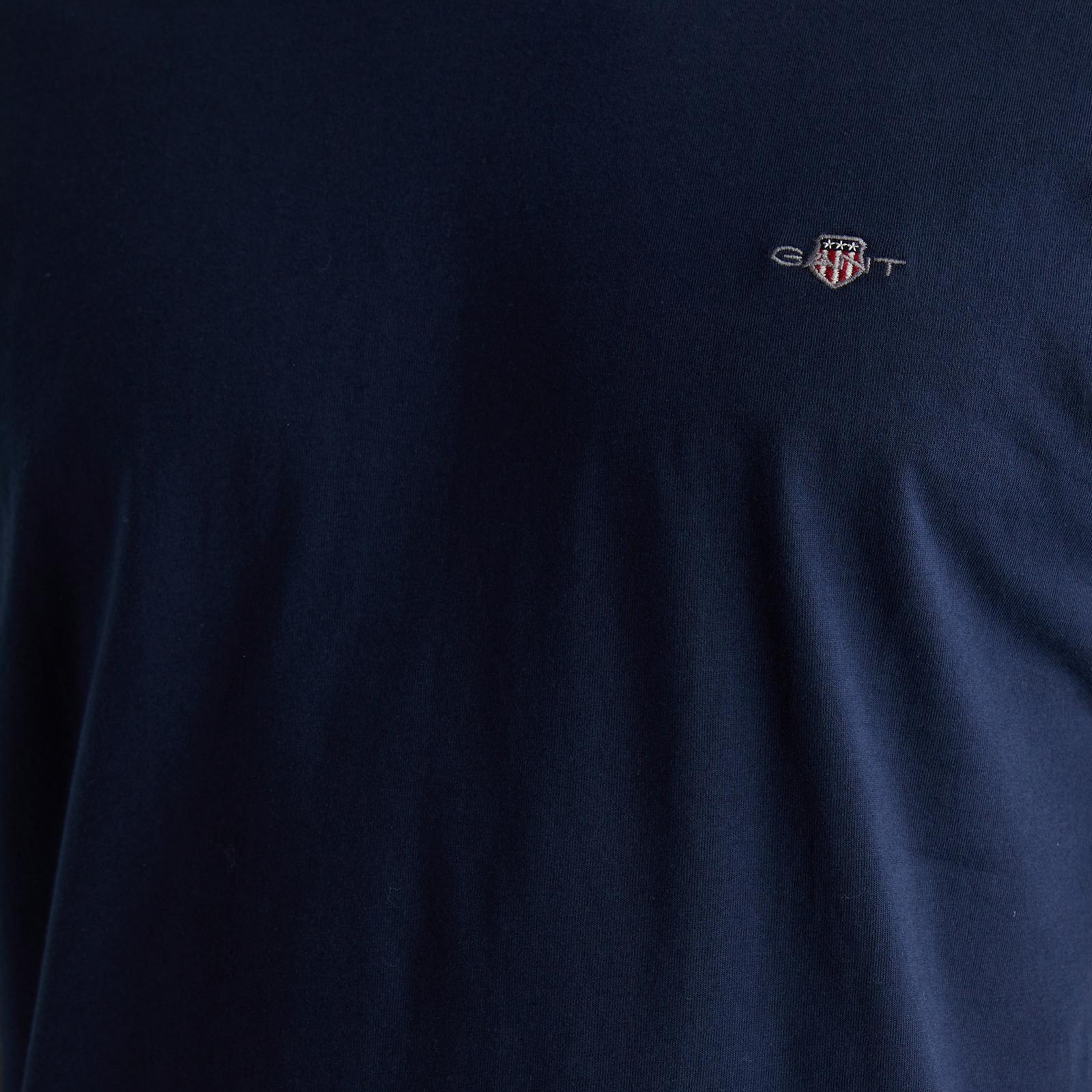 GANT Erkek Lacivert Bisiklet Yaka Regular Fit Logolu T-Shirt