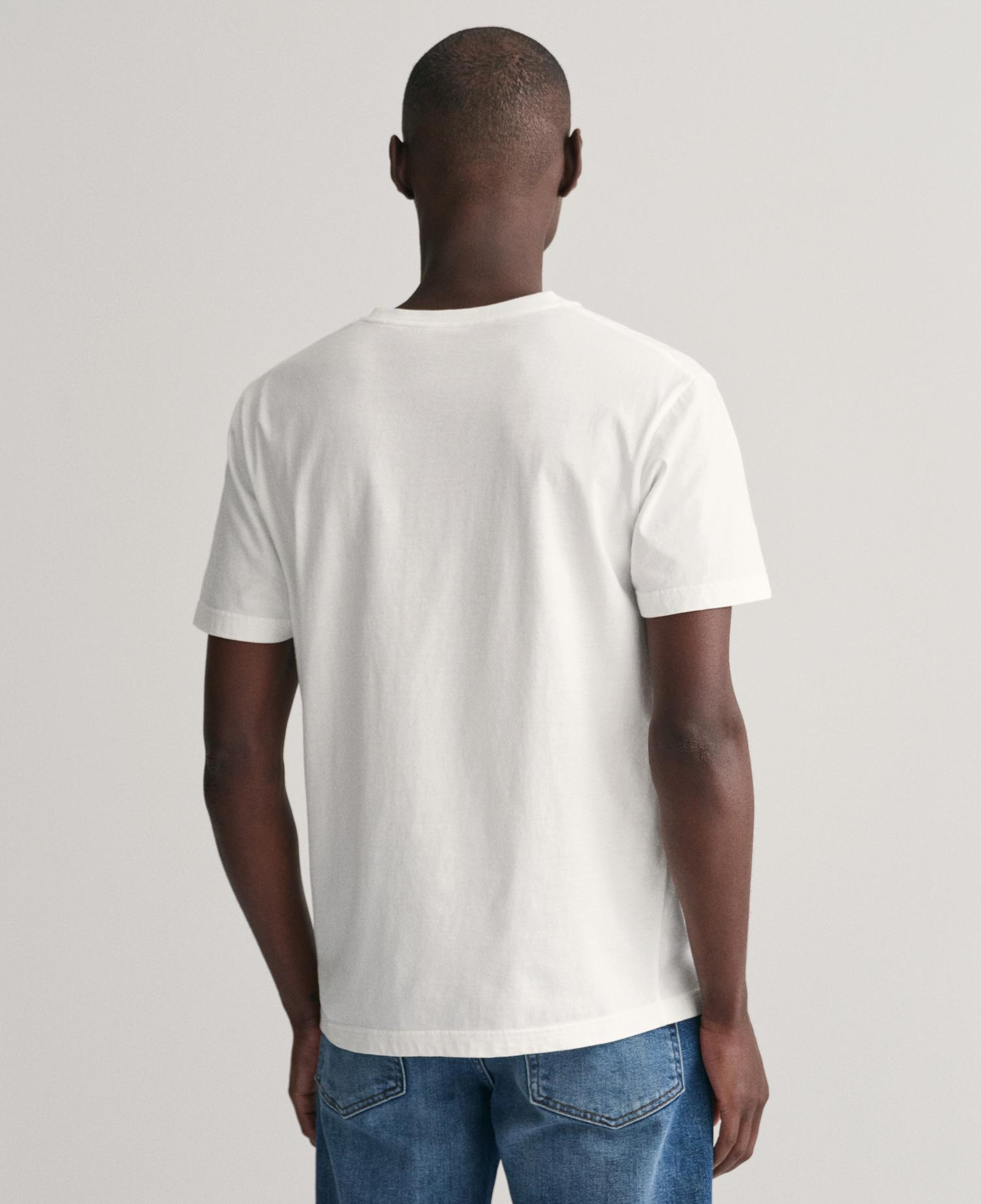 GANT Erkek Beyaz Regular Fit Bisiklet Yaka Logolu T-shirt