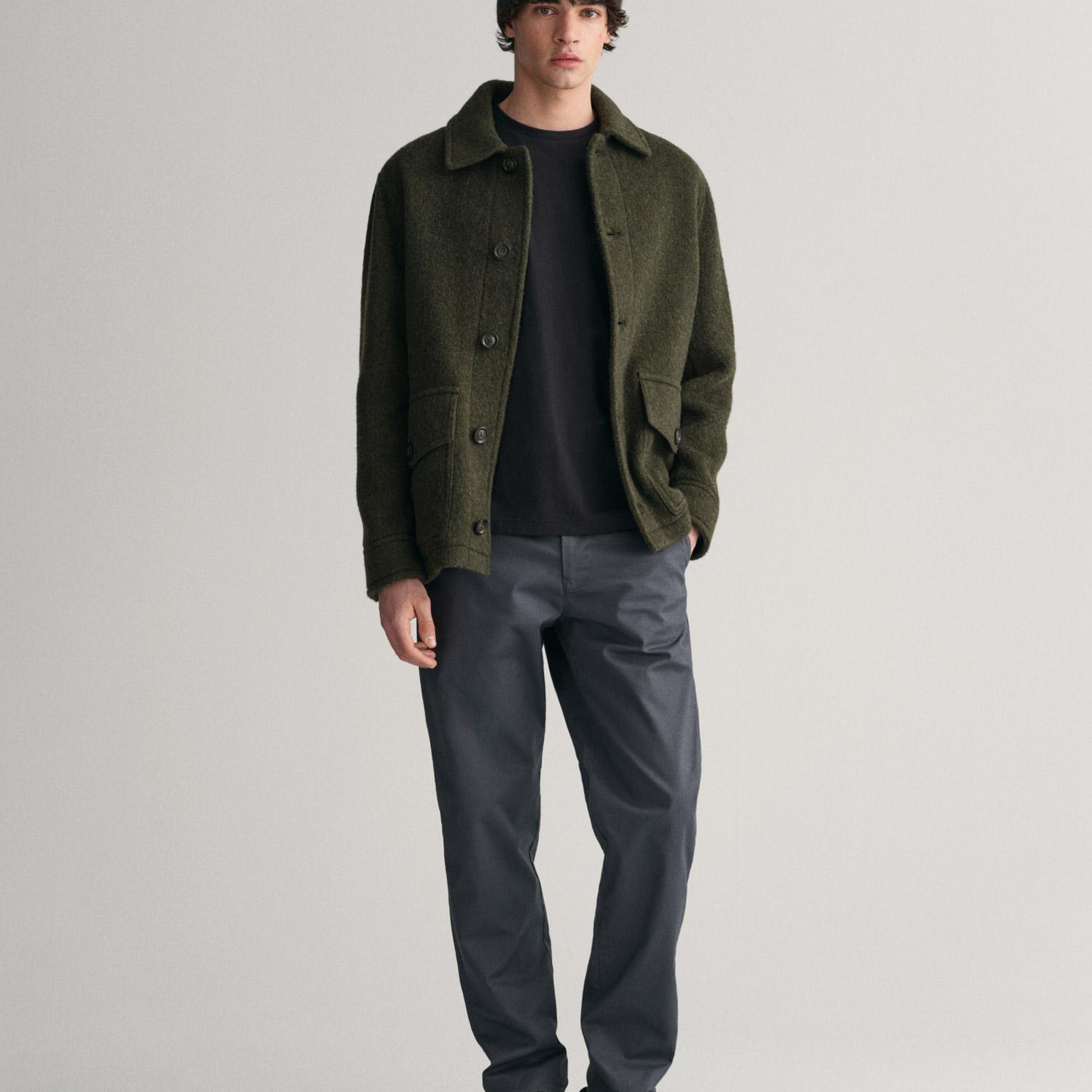 GANT Erkek Siyah Regular Fit Bisiklet Yaka Uzun Kollu T-Shirt