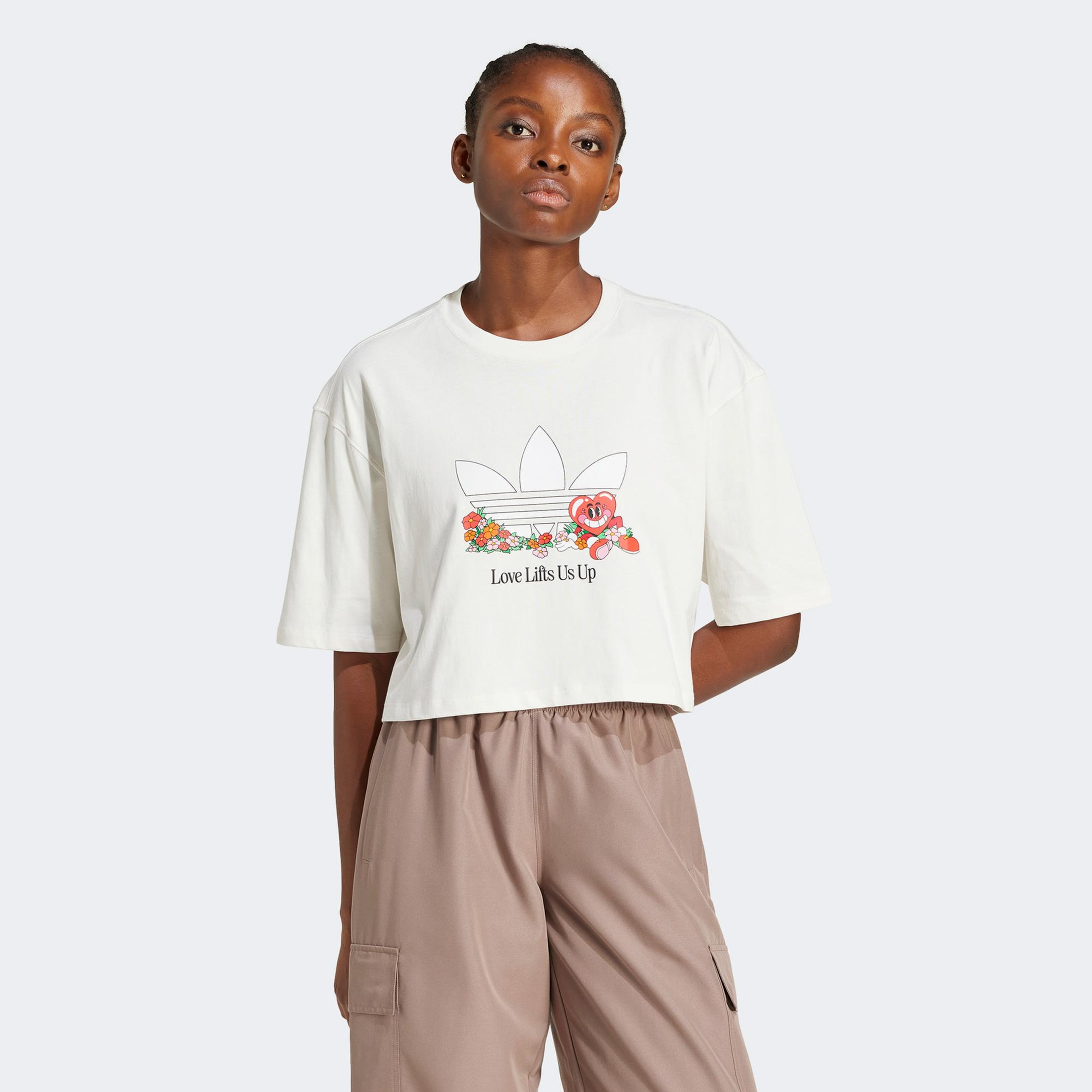 adidas Graphics Nelson Kadın Beyaz T-Shirt