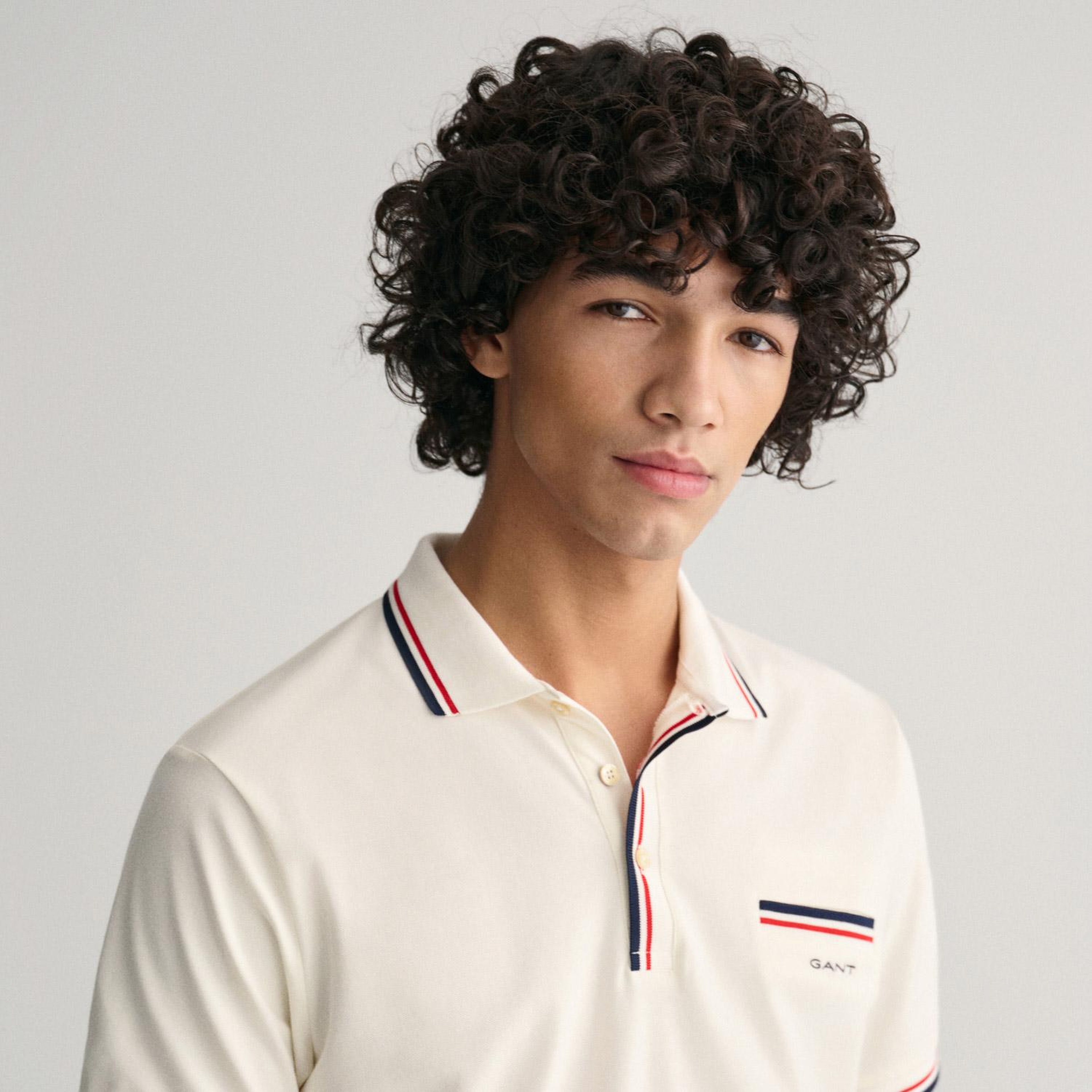 GANT Erkek Krem Regular Fit Çizgili Polo