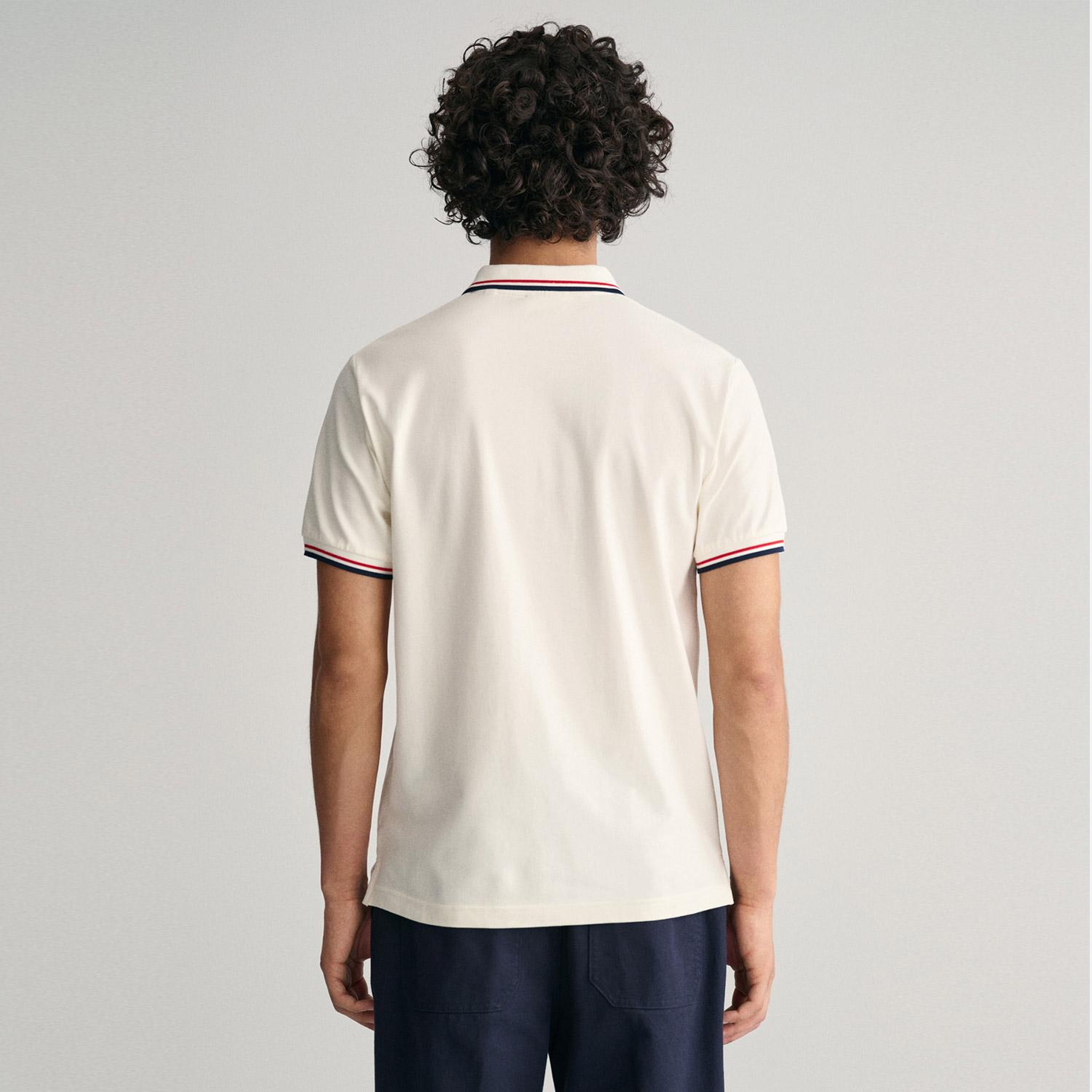 GANT Erkek Krem Regular Fit Çizgili Polo