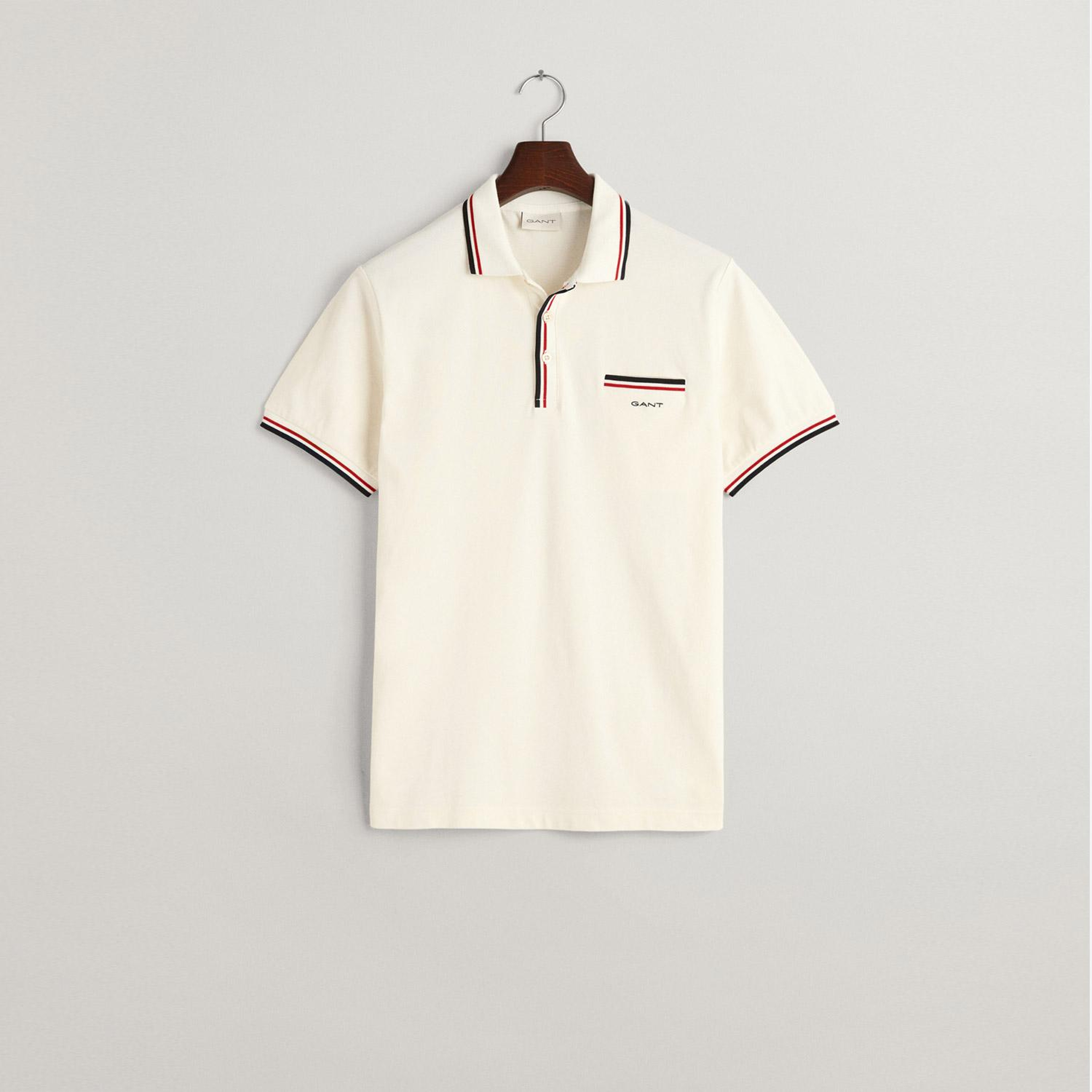 GANT Erkek Krem Regular Fit Çizgili Polo