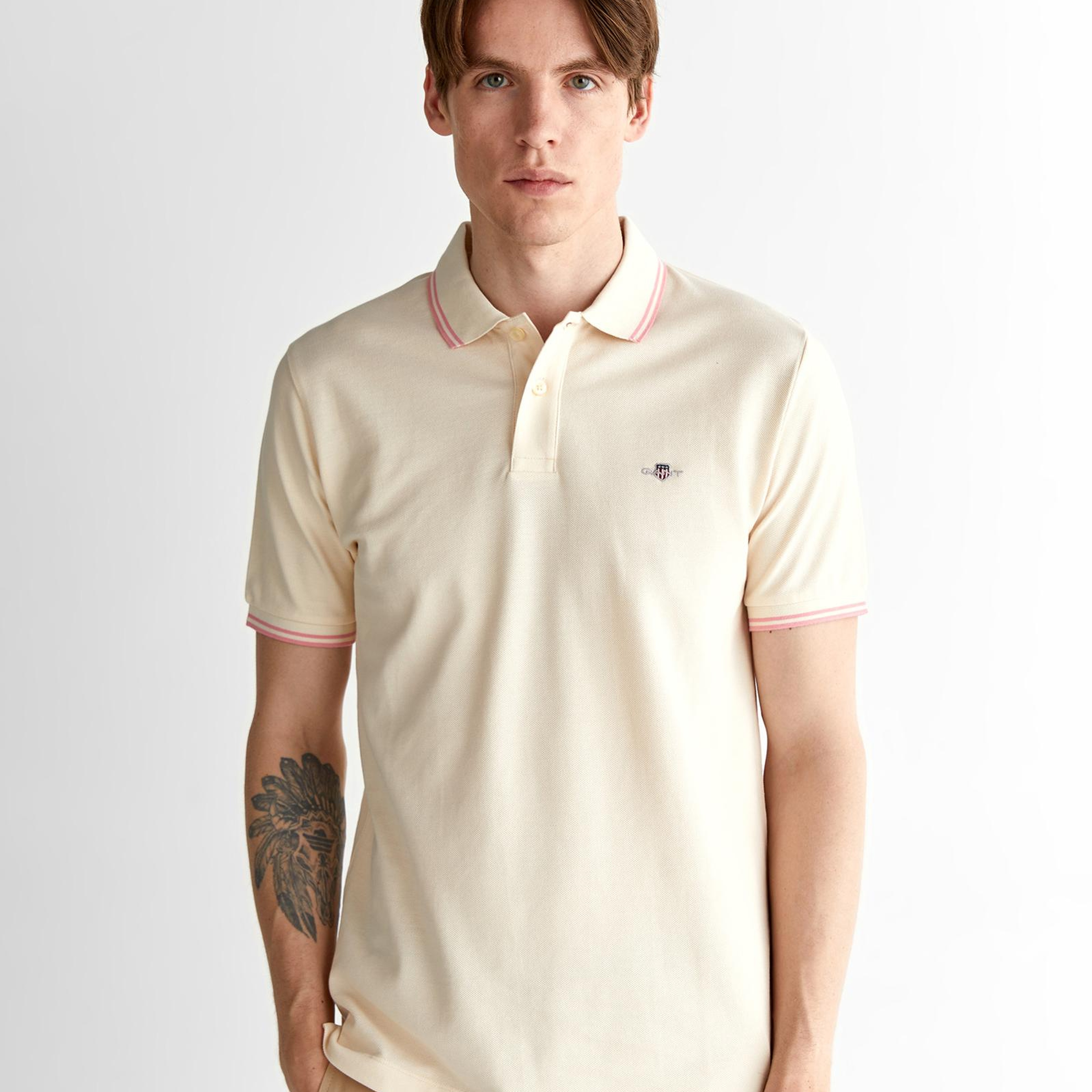 GANT Erkek Krem Regular Fit Polo