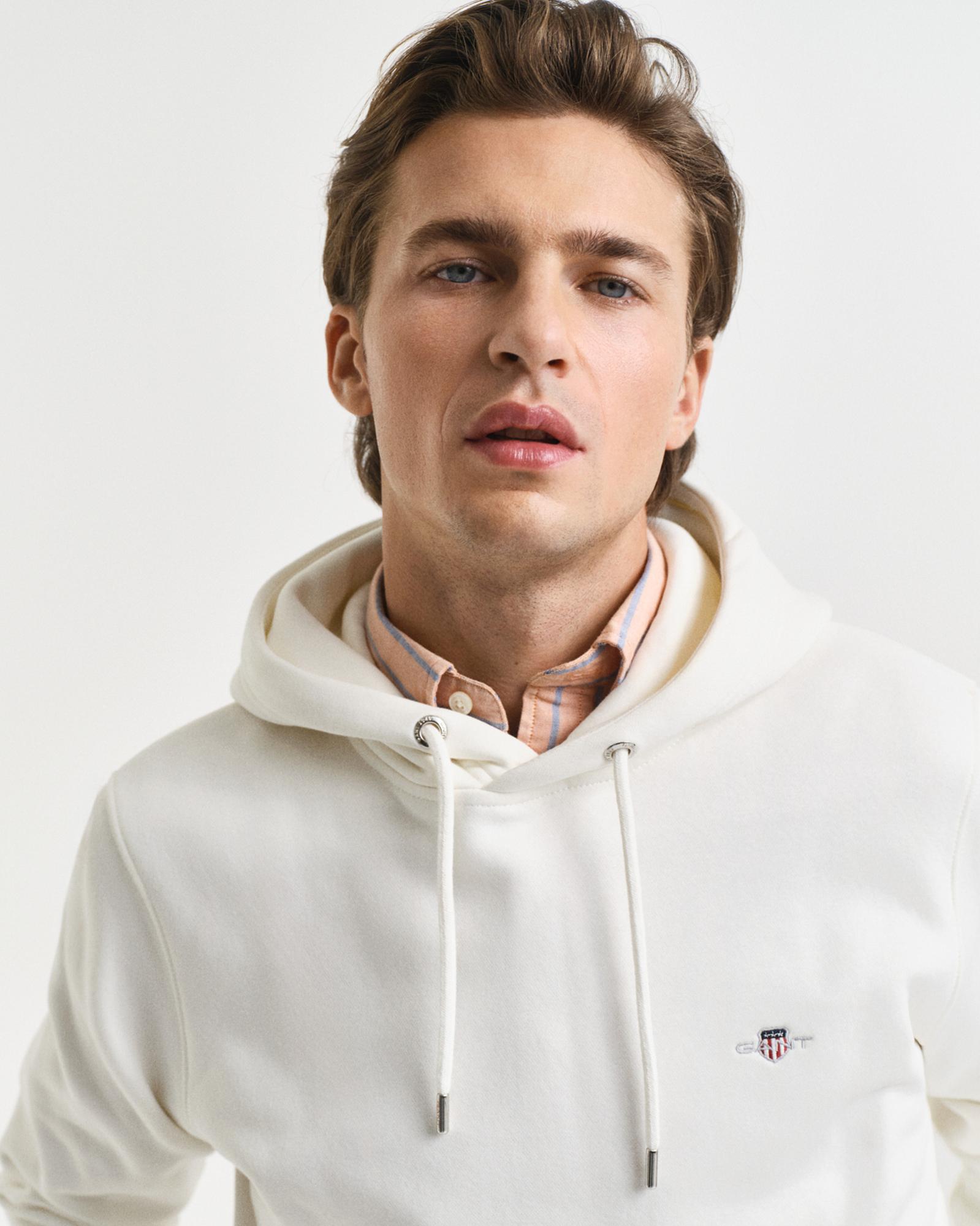 GANT Erkek Krem Regular Fit Kapüşonlu Sweatshirt