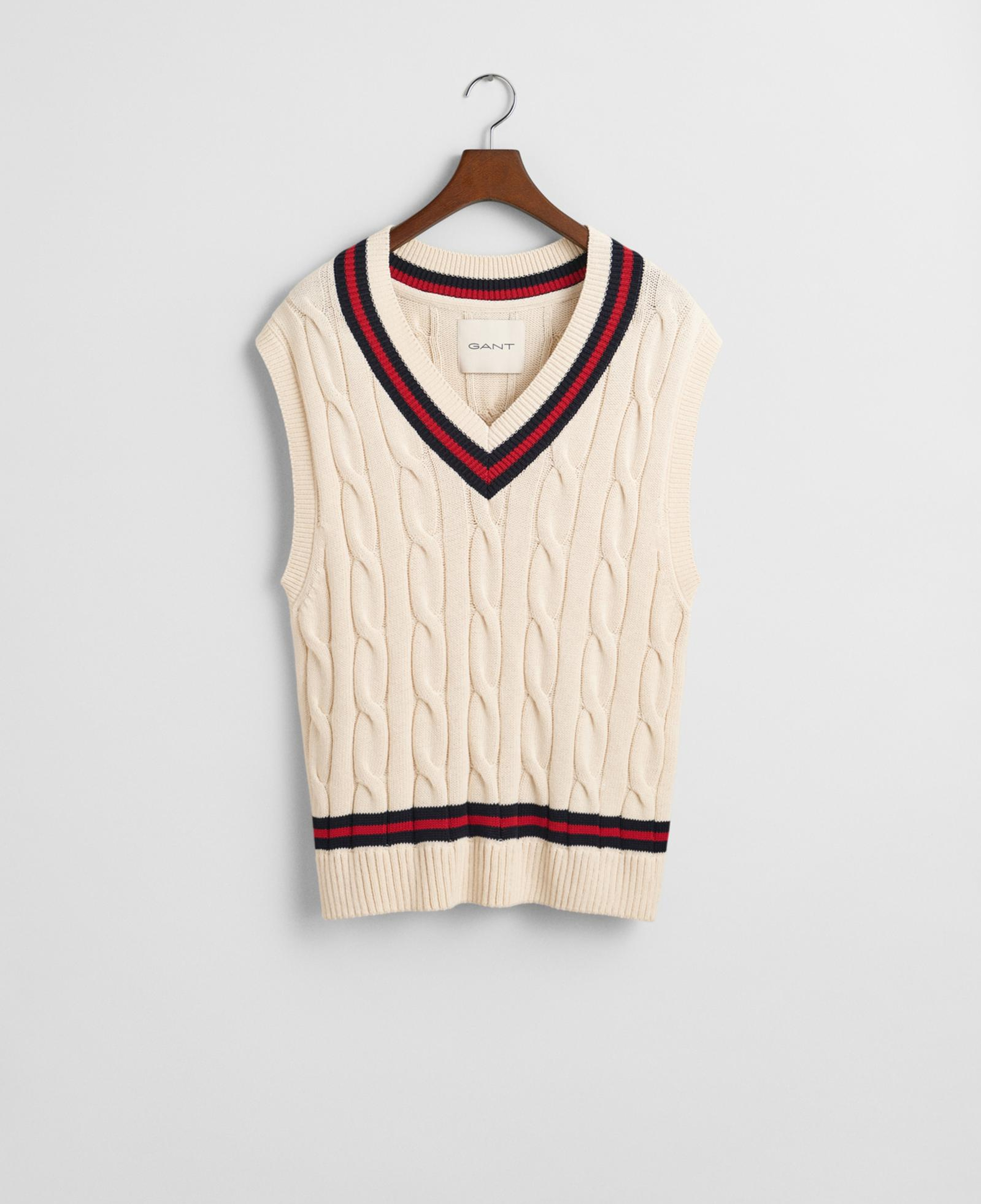 GANT Erkek Krem Relaxed Fit V Yaka Süveter