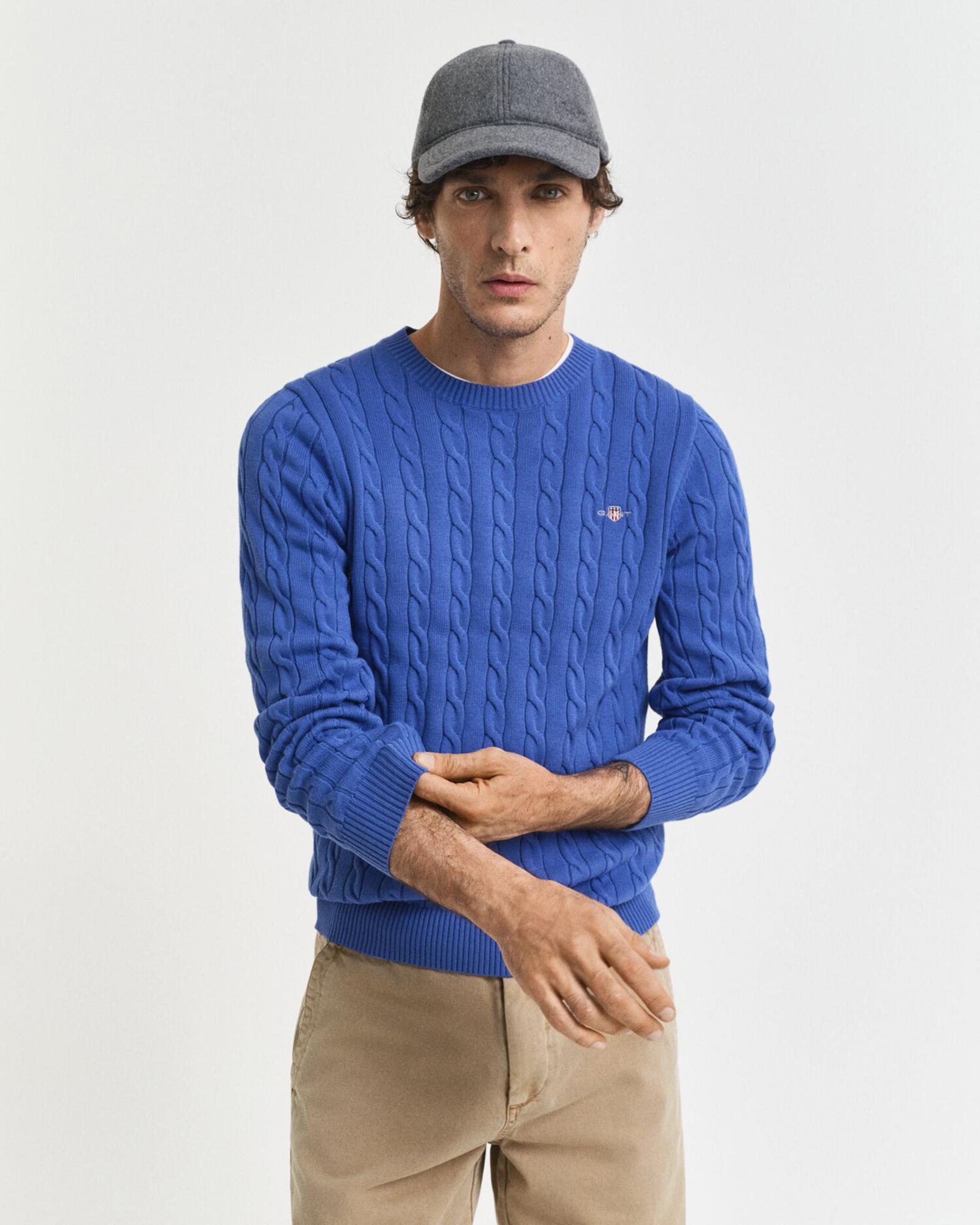 GANT Erkek Mavi Regular Fit Triko