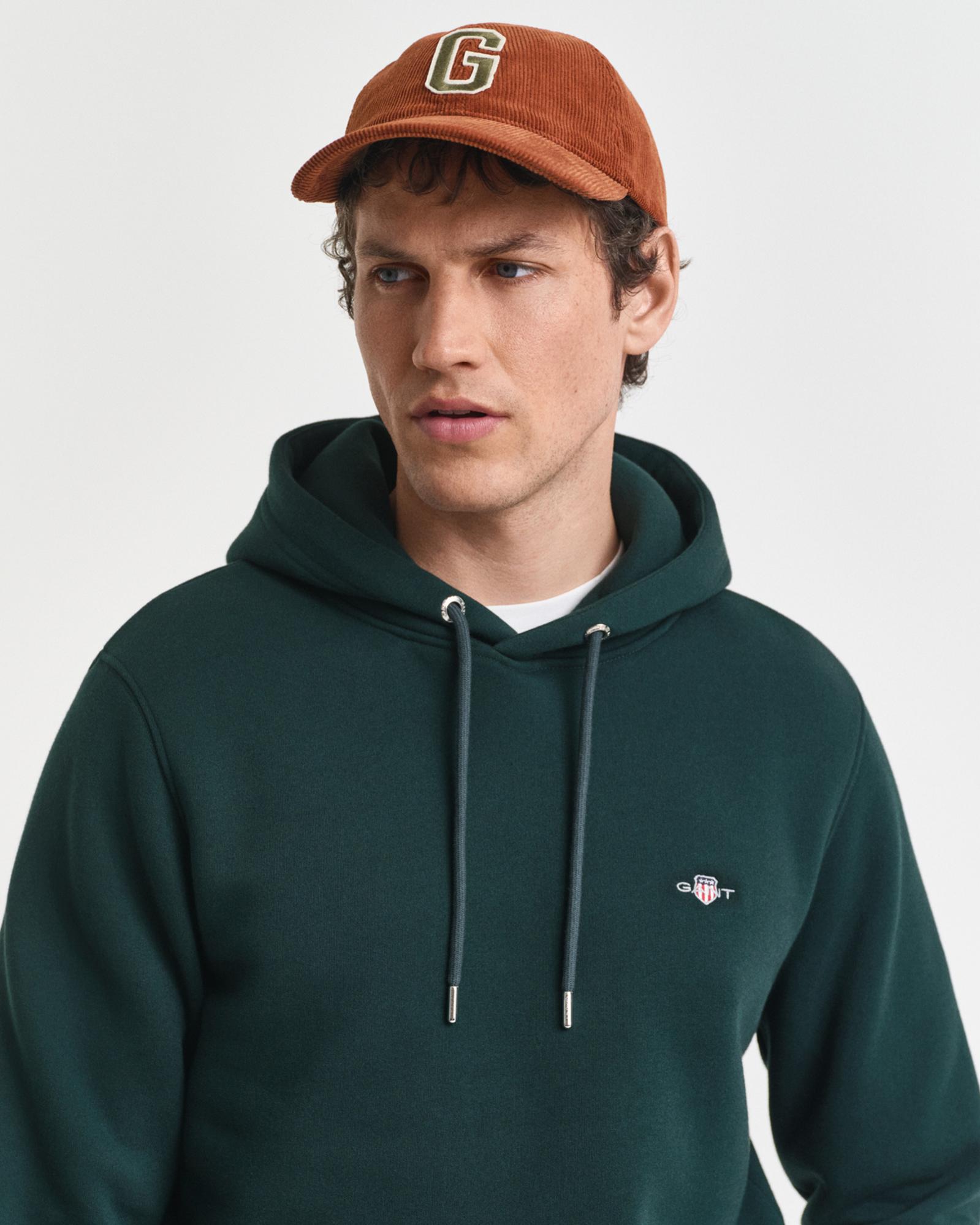 GANT Erkek Yeşil Regular Fit Kapüşonlu Sweatshirt