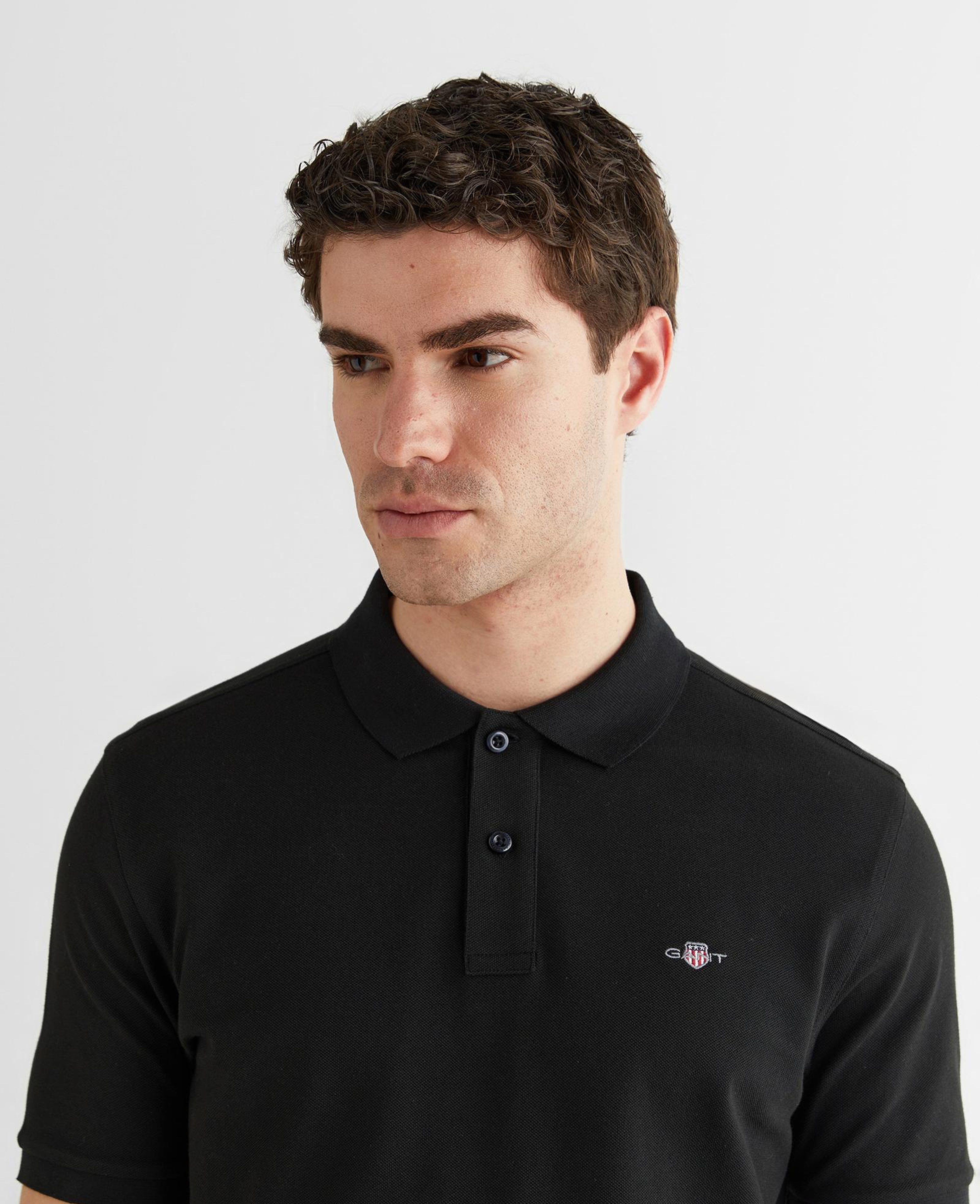 GANT Erkek Siyah Regular Fit Logolu Polo Yaka T-Shirt