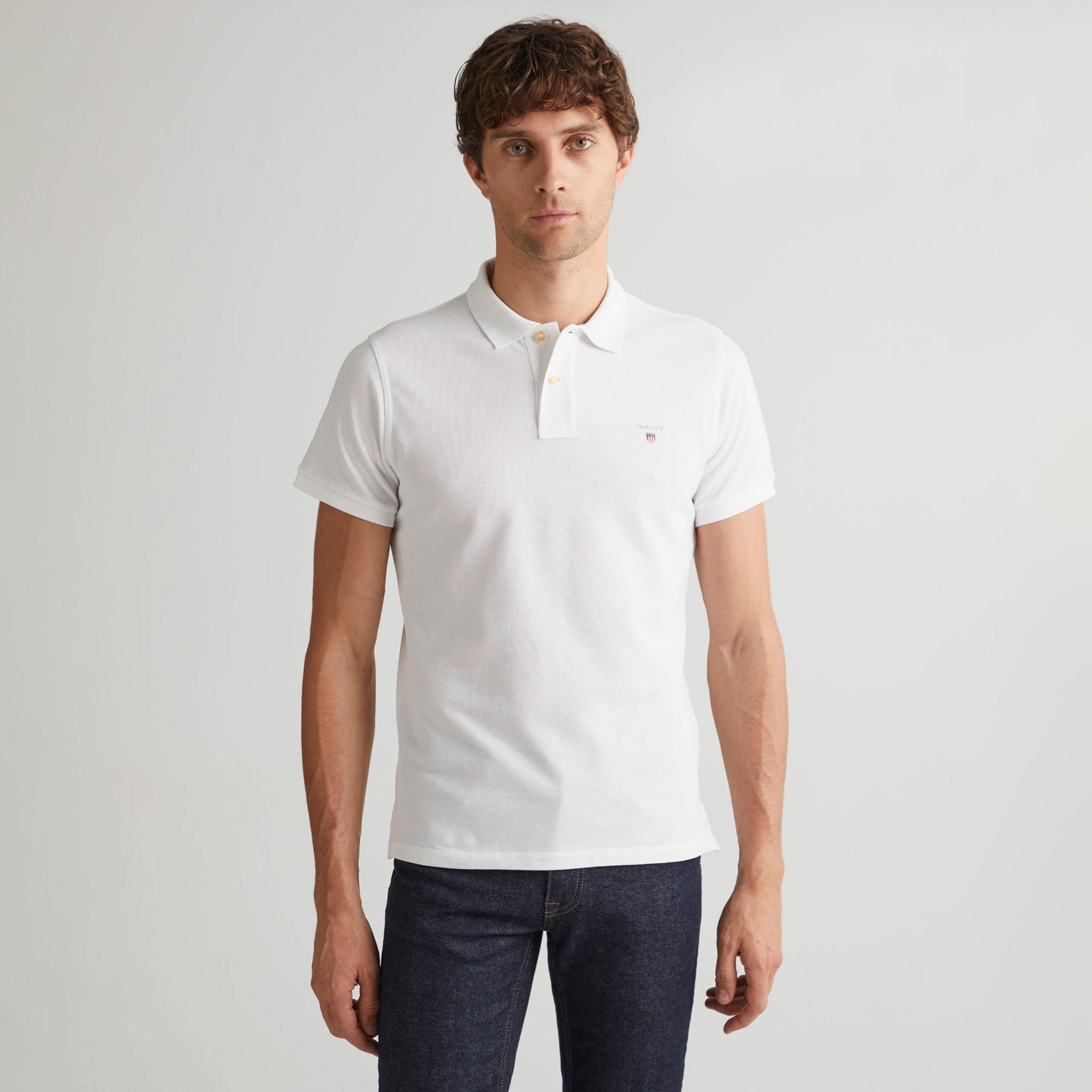 GANT Erkek Beyaz Regular Fit Polo