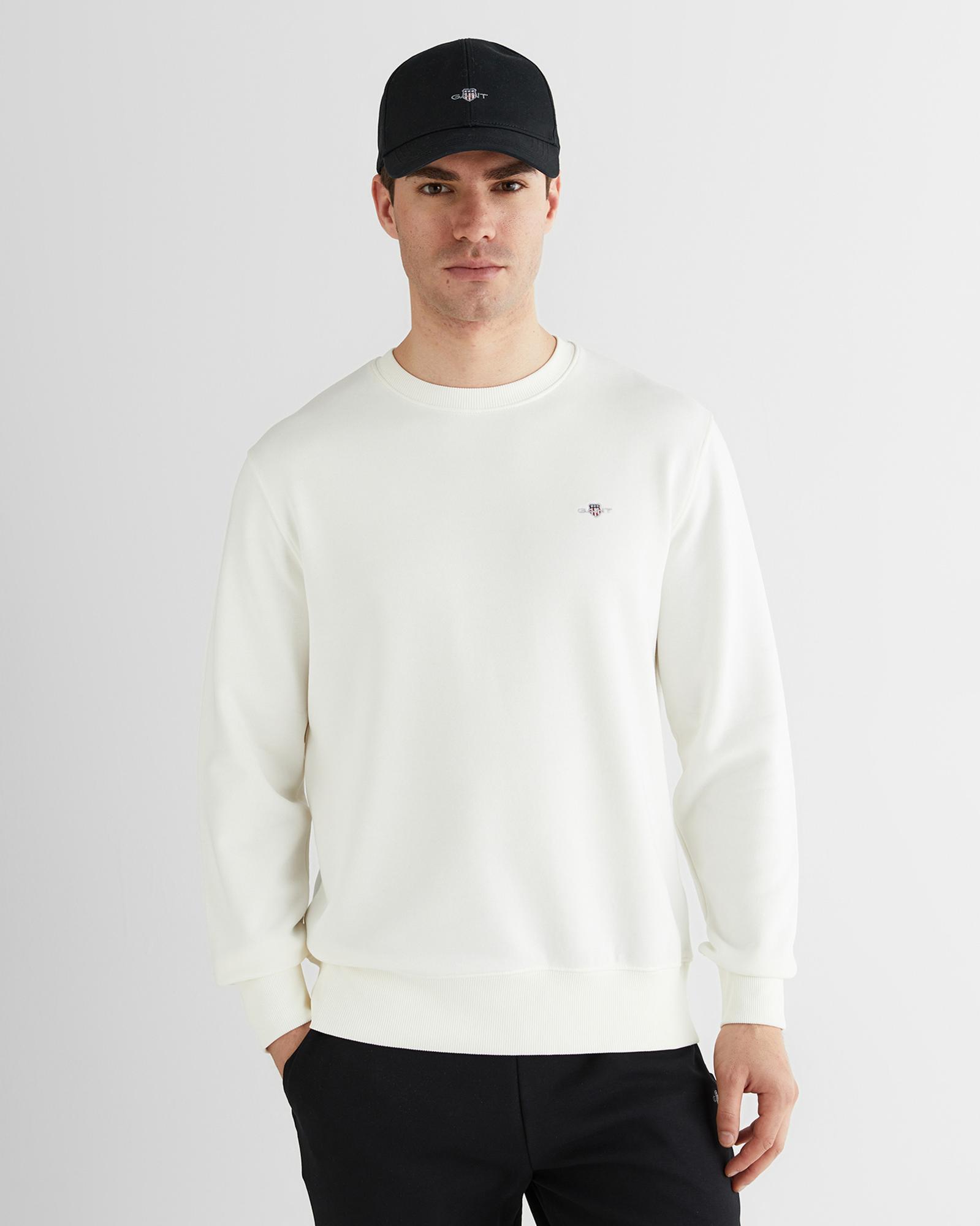 GANT Erkek Krem Regular Fit Bisiklet Yaka Sweatshirt