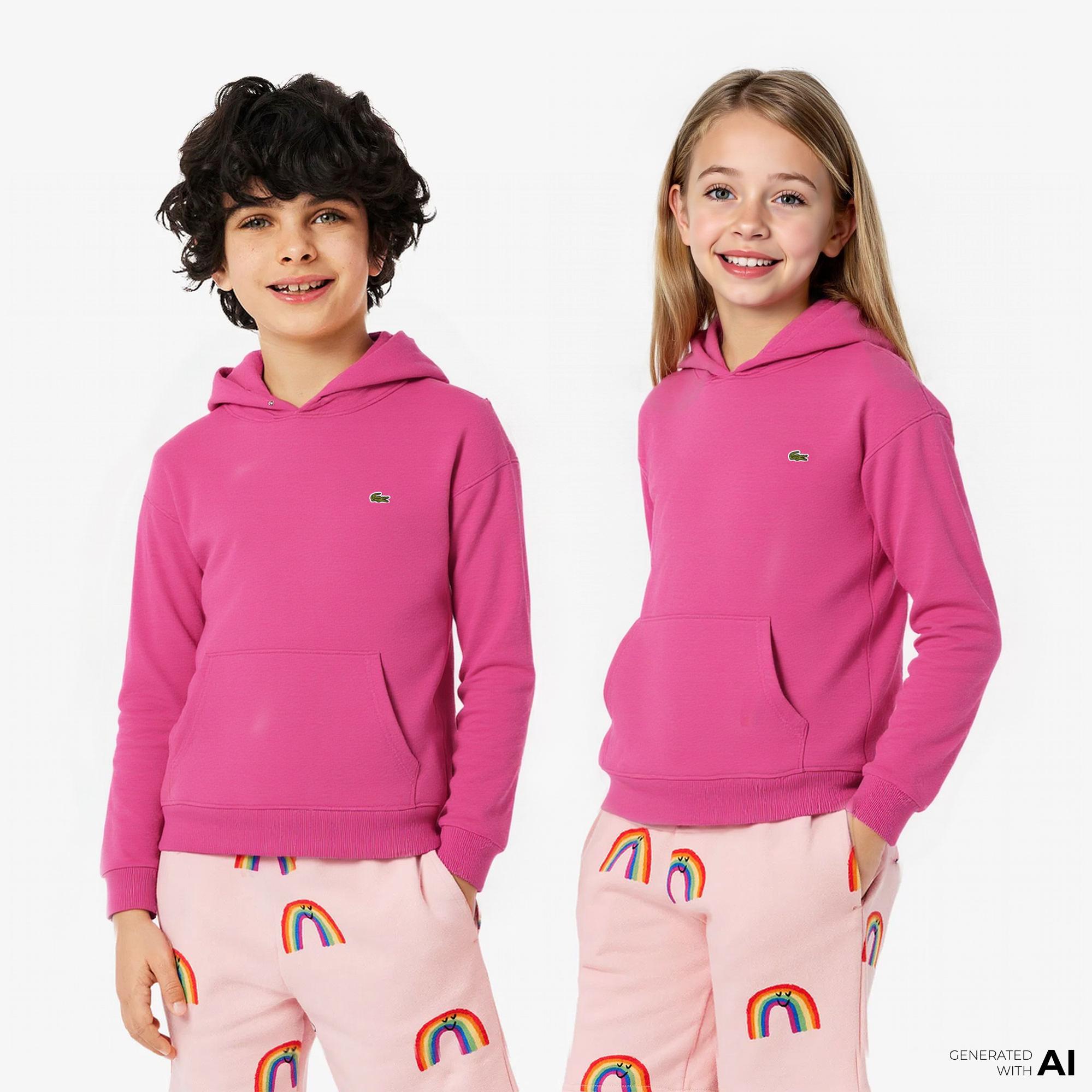 Lacoste Çocuk Kapüşonlu Pembe Sweatshirt