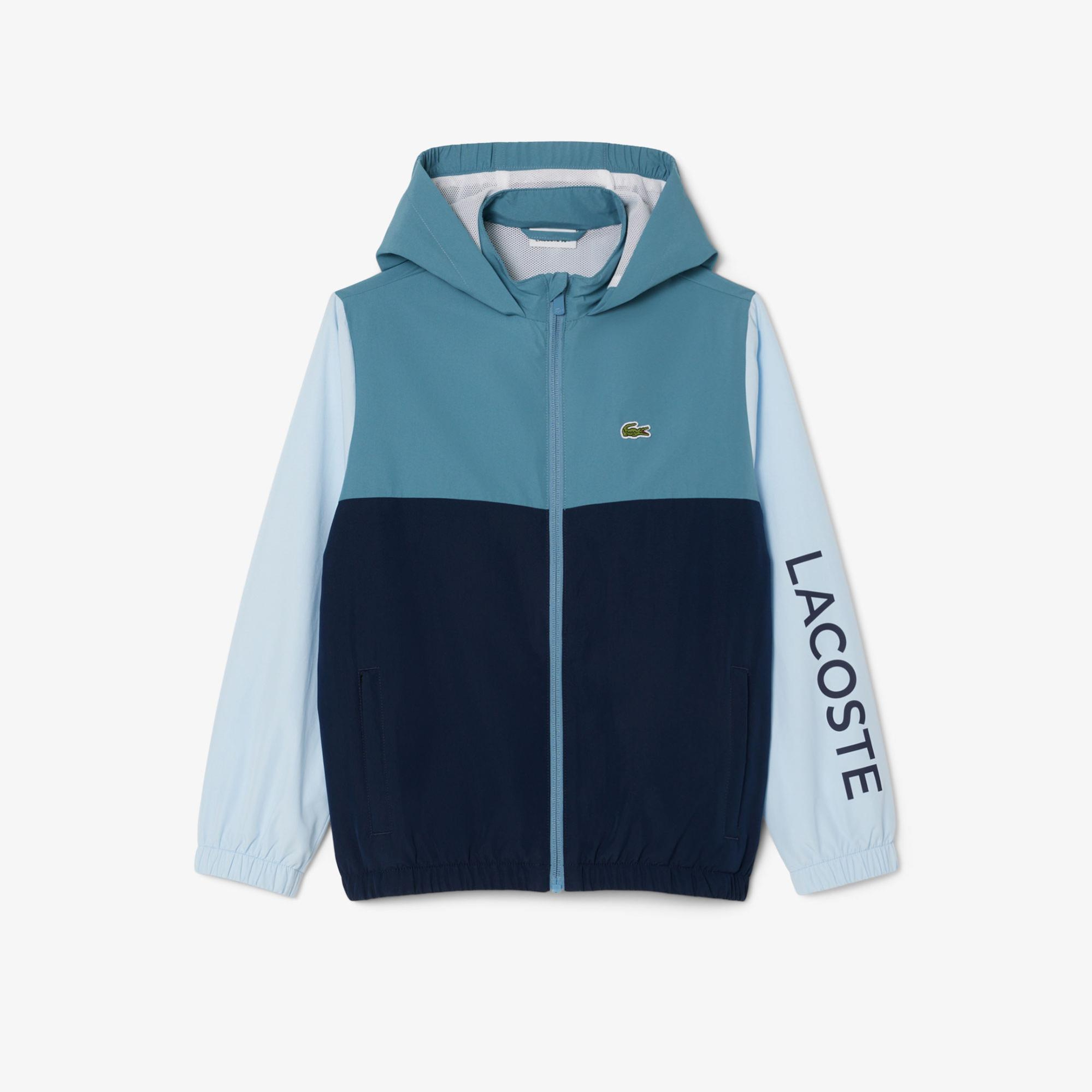Lacoste Çocuk Kapüşonlu Renk Bloklu Lacivert Ceket