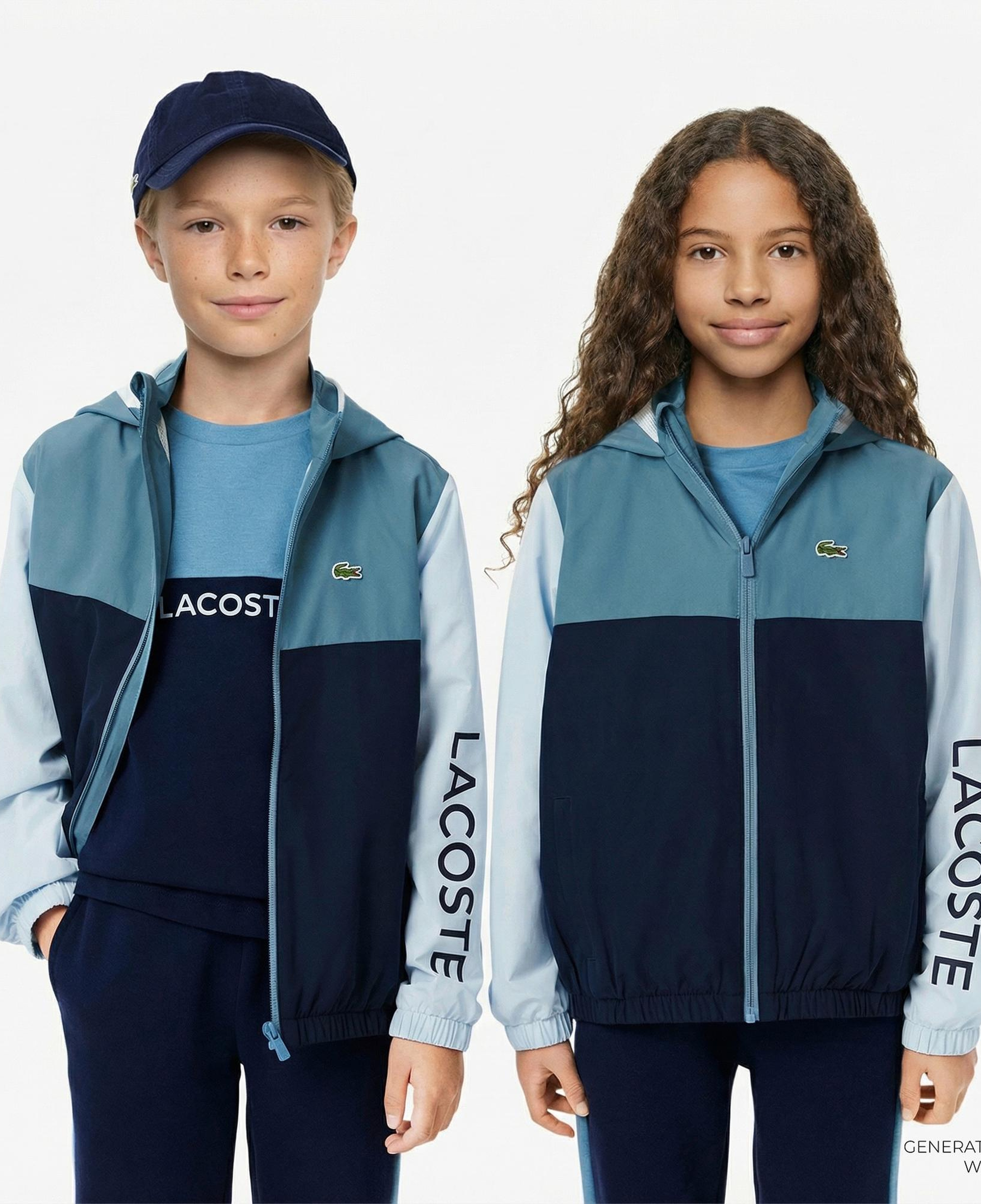 Lacoste Çocuk Kapüşonlu Renk Bloklu Lacivert Ceket