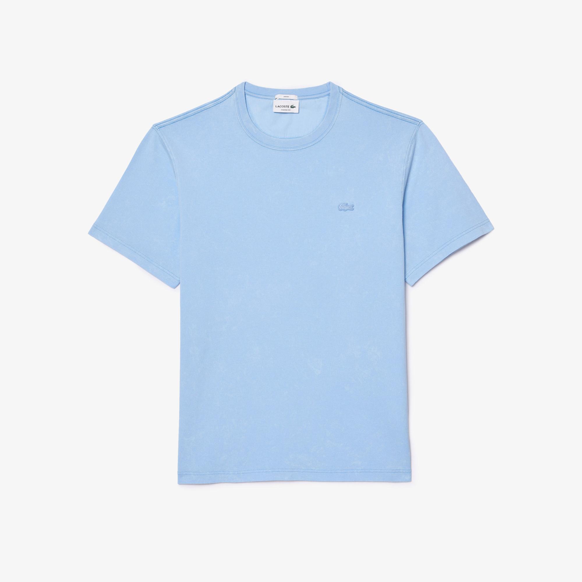 Unisex Classic Fit Bisiklet Yaka Açık Mavi T-Shirt