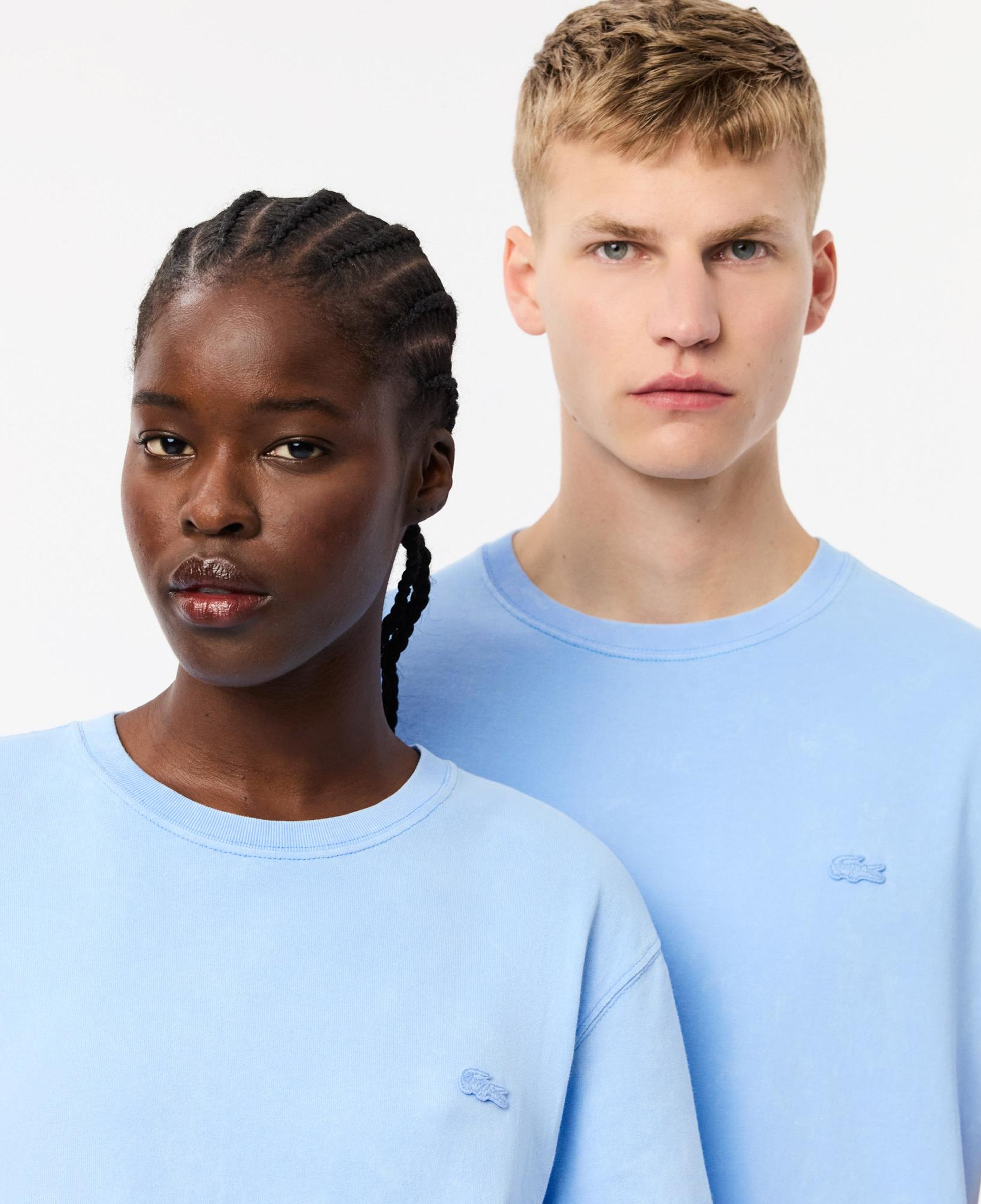 Unisex Classic Fit Bisiklet Yaka Açık Mavi T-Shirt