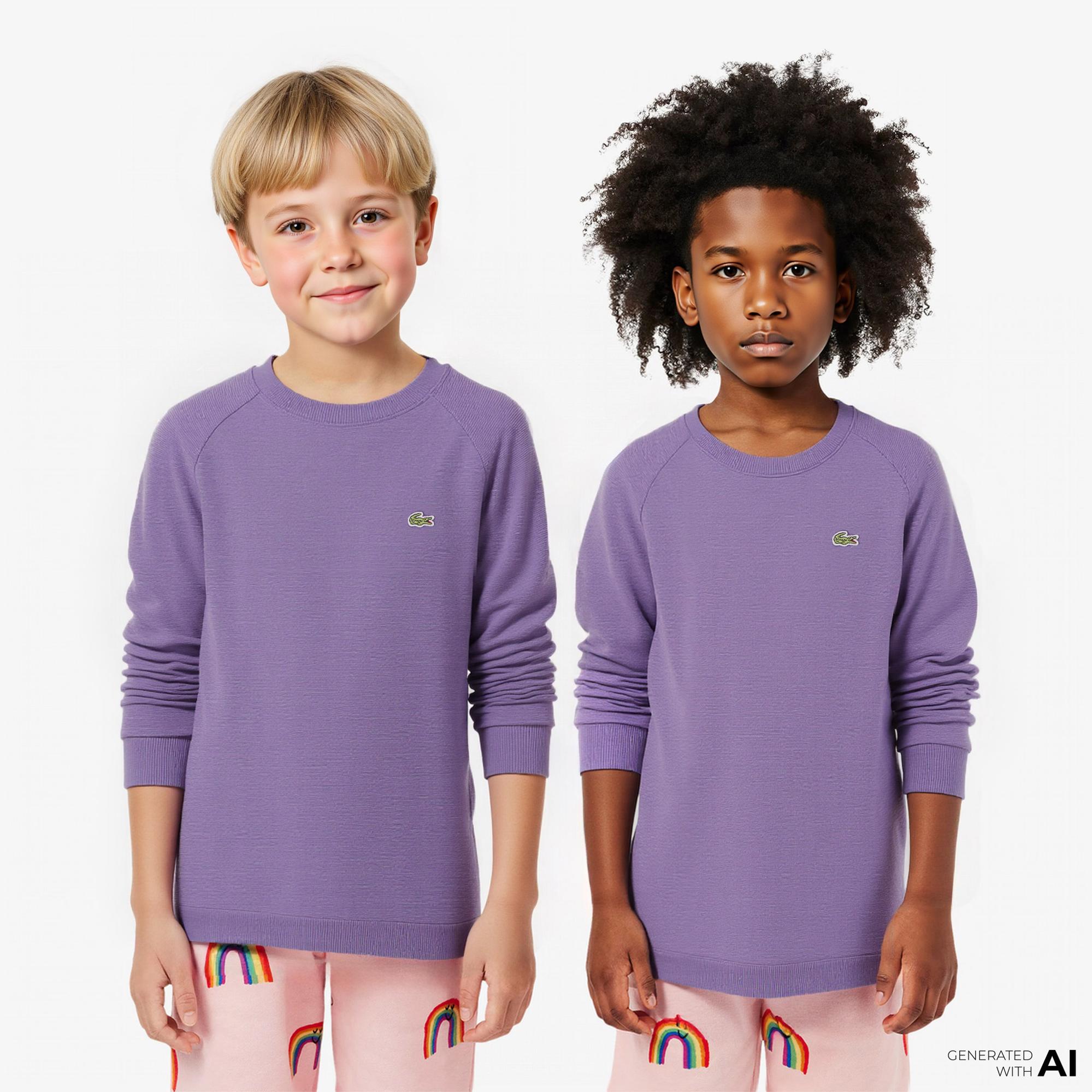 Lacoste Çocuk Bisiklet Yaka Mor Sweatshirt