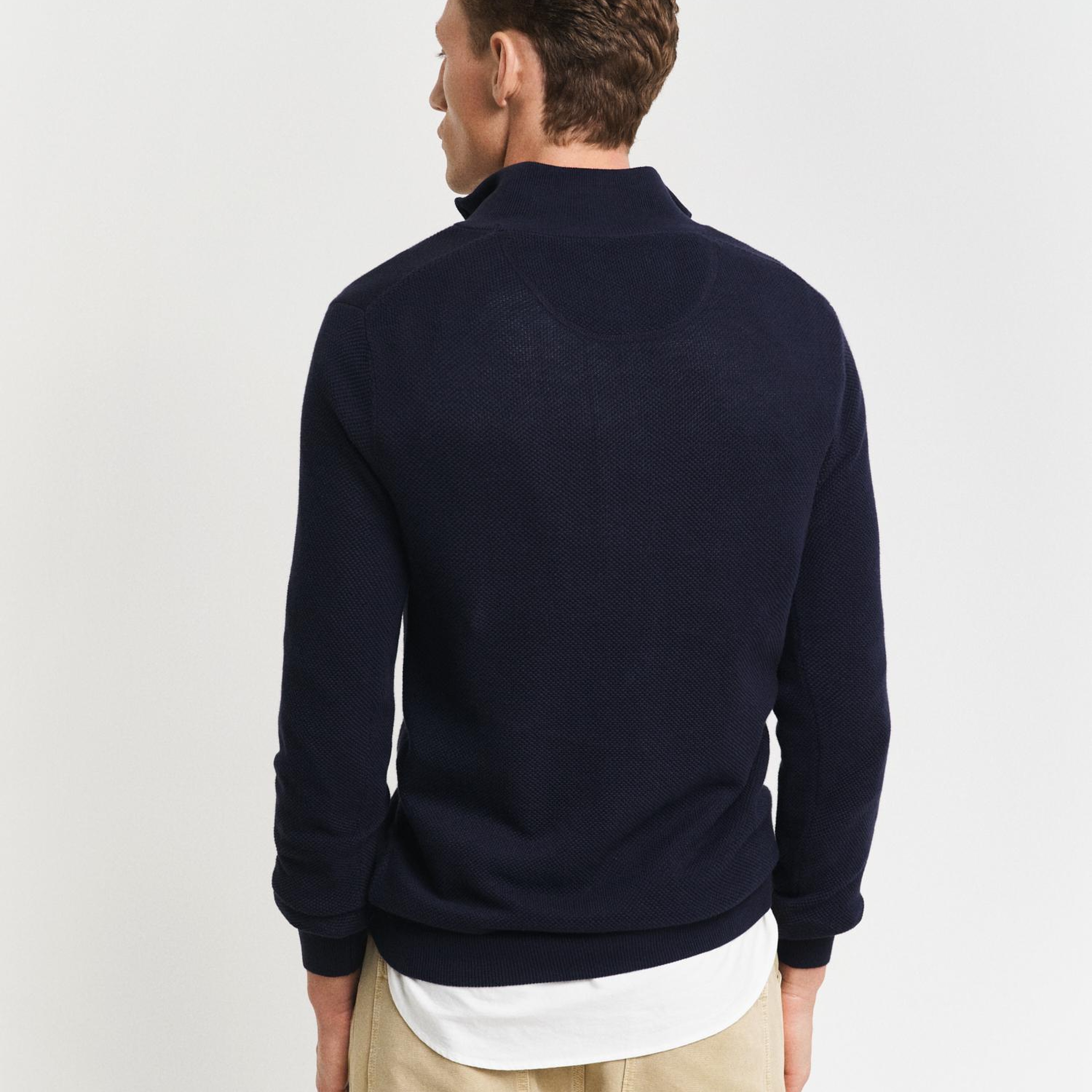 GANT Erkek Lacivert Regular Fit Yarım Fermuarlı Kazak