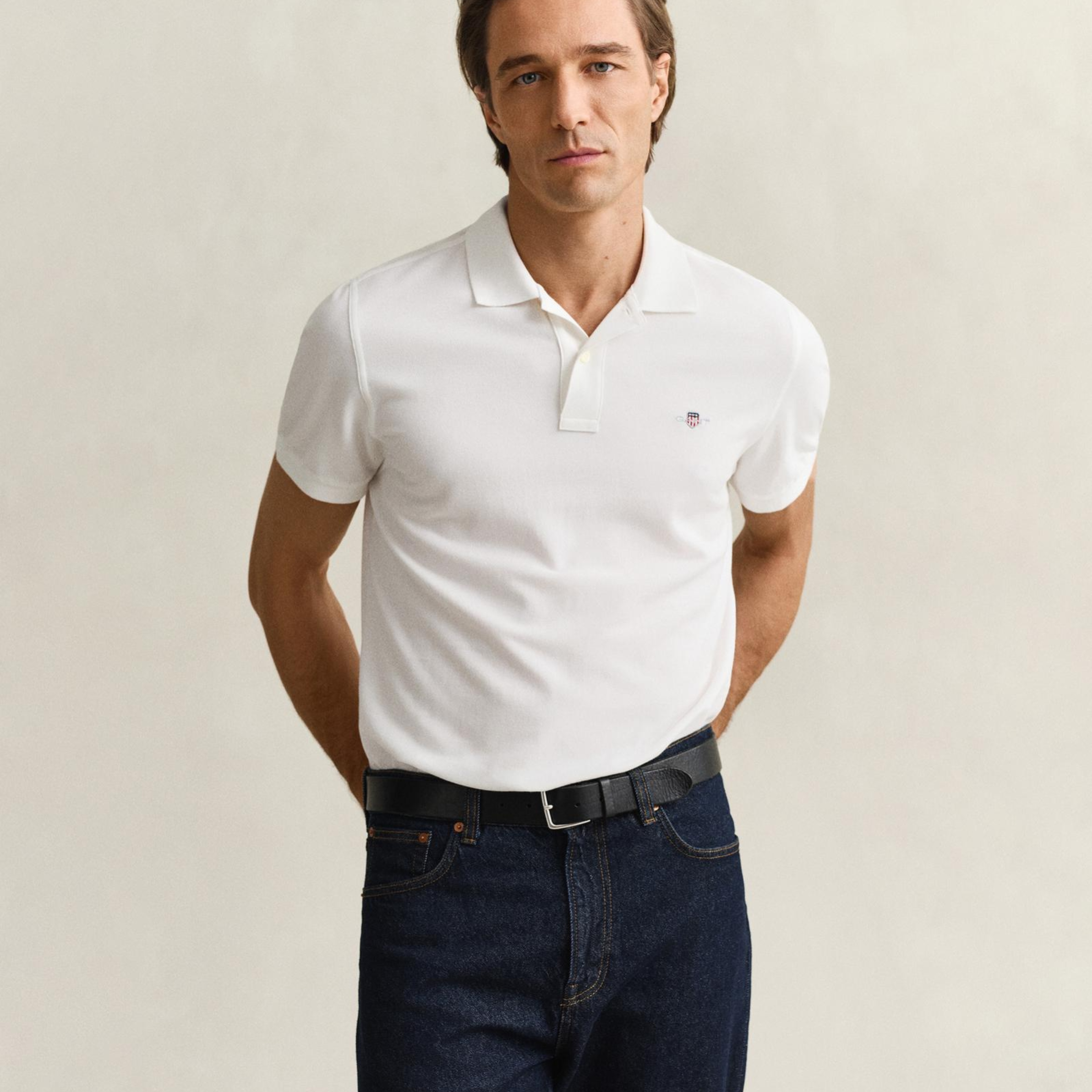 GANT Erkek Beyaz Regular Fit Logolu Polo Yaka T-Shirt