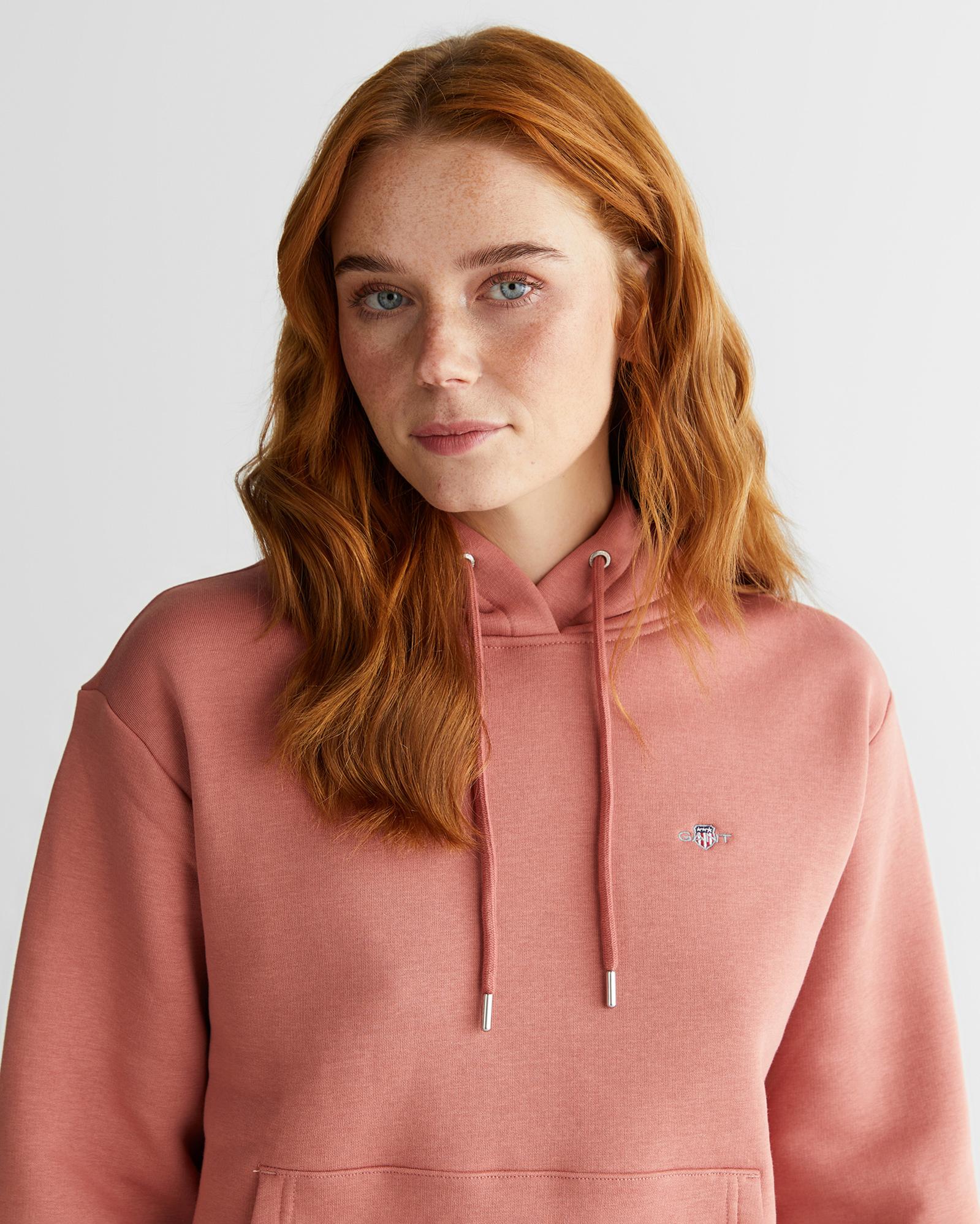 GANT Kadın Pembe Relaxed Fit Kapüşonlu Sweatshirt