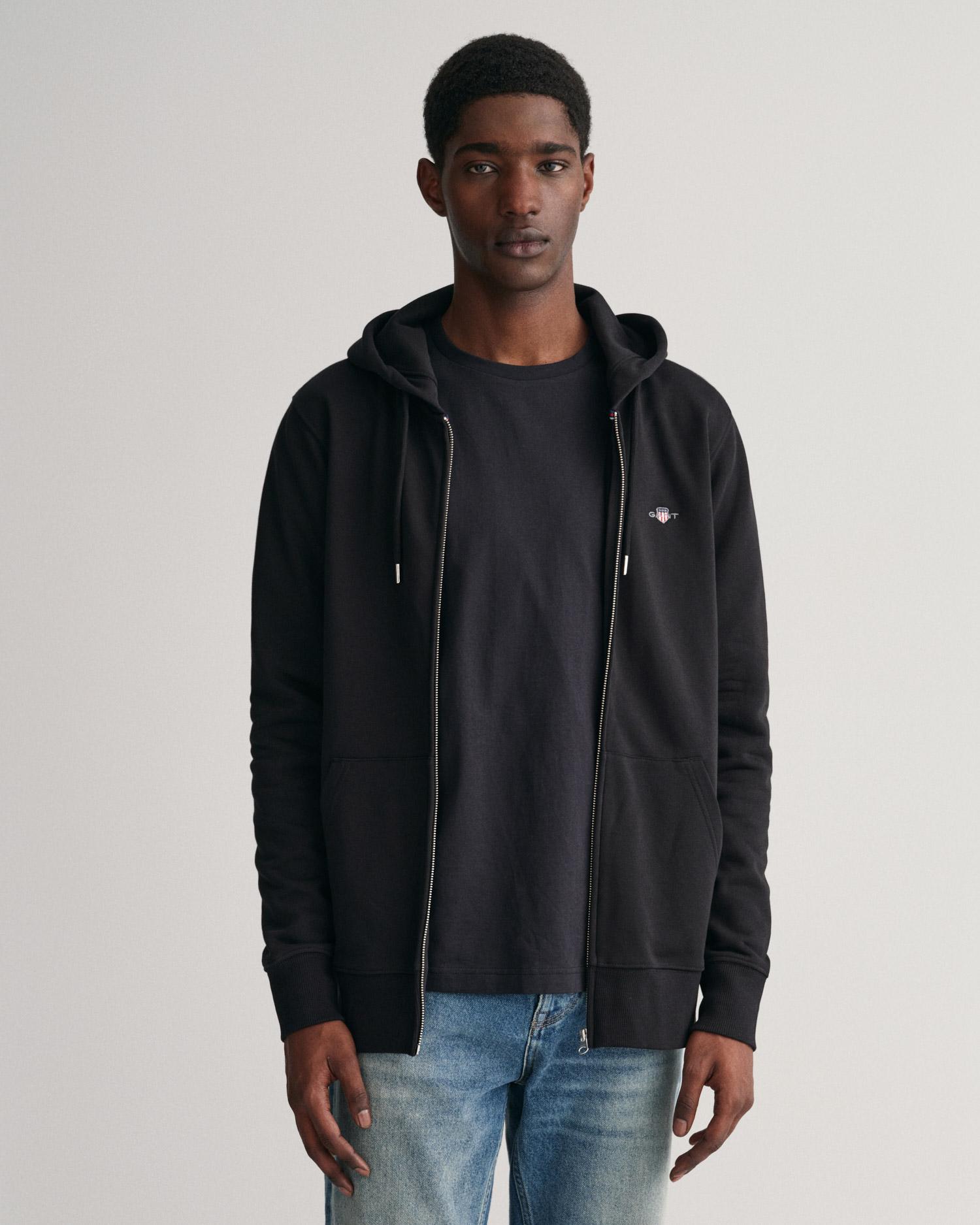 GANT Erkek Siyah Regular Fit Fermuarlı Sweatshirt