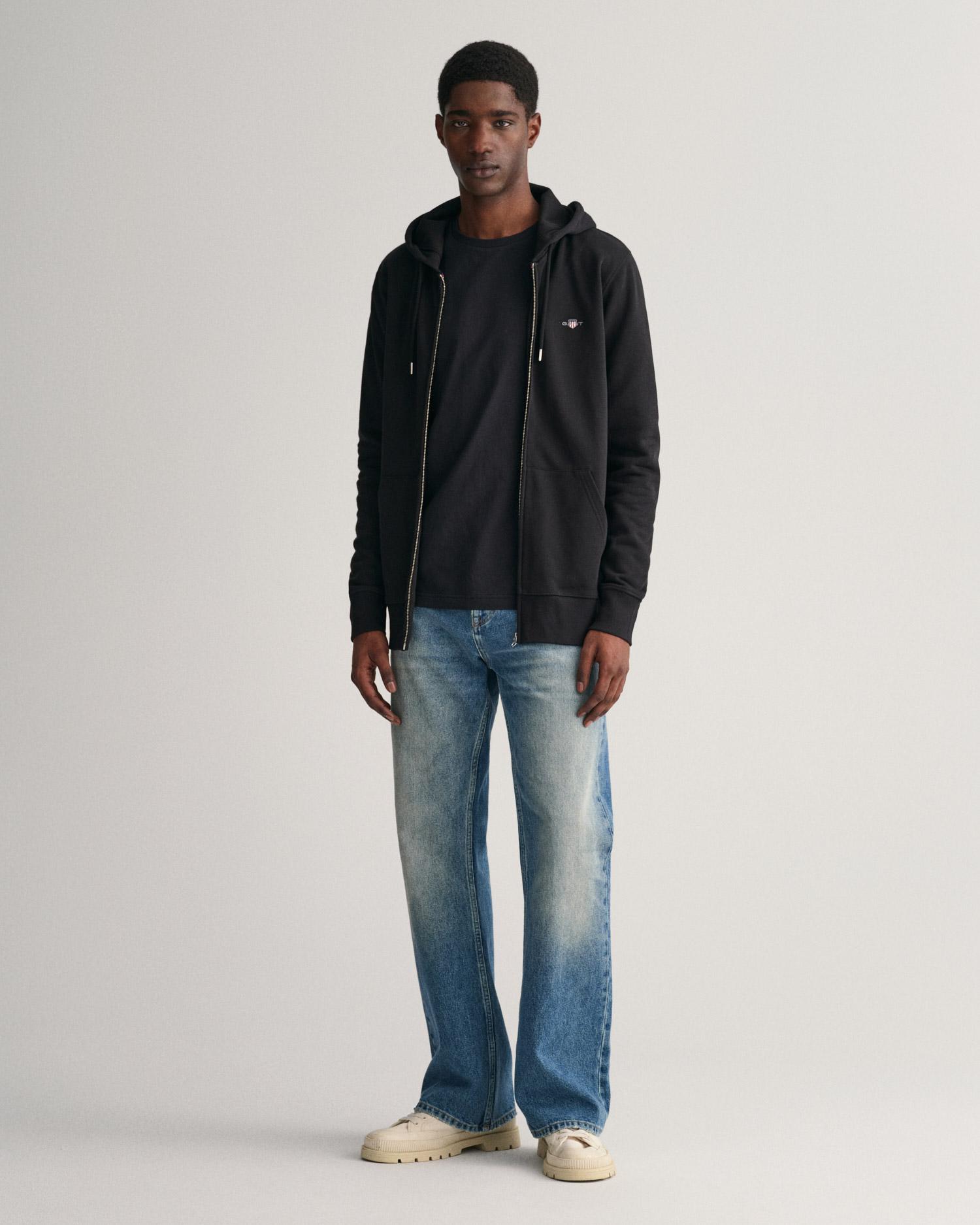 GANT Erkek Siyah Regular Fit Fermuarlı Sweatshirt