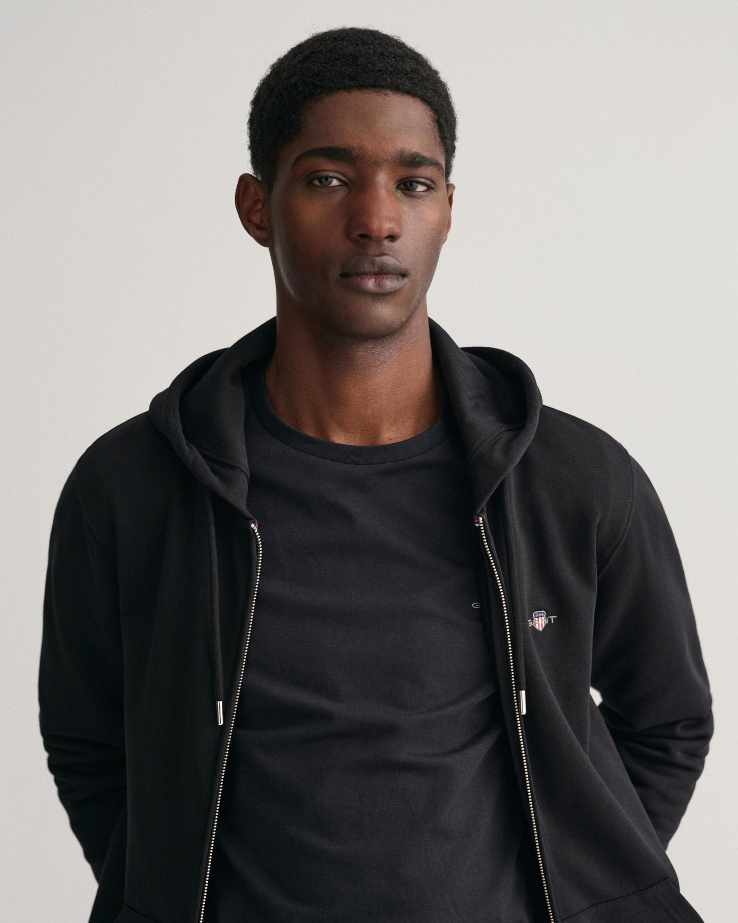 GANT Erkek Siyah Regular Fit Fermuarlı Sweatshirt