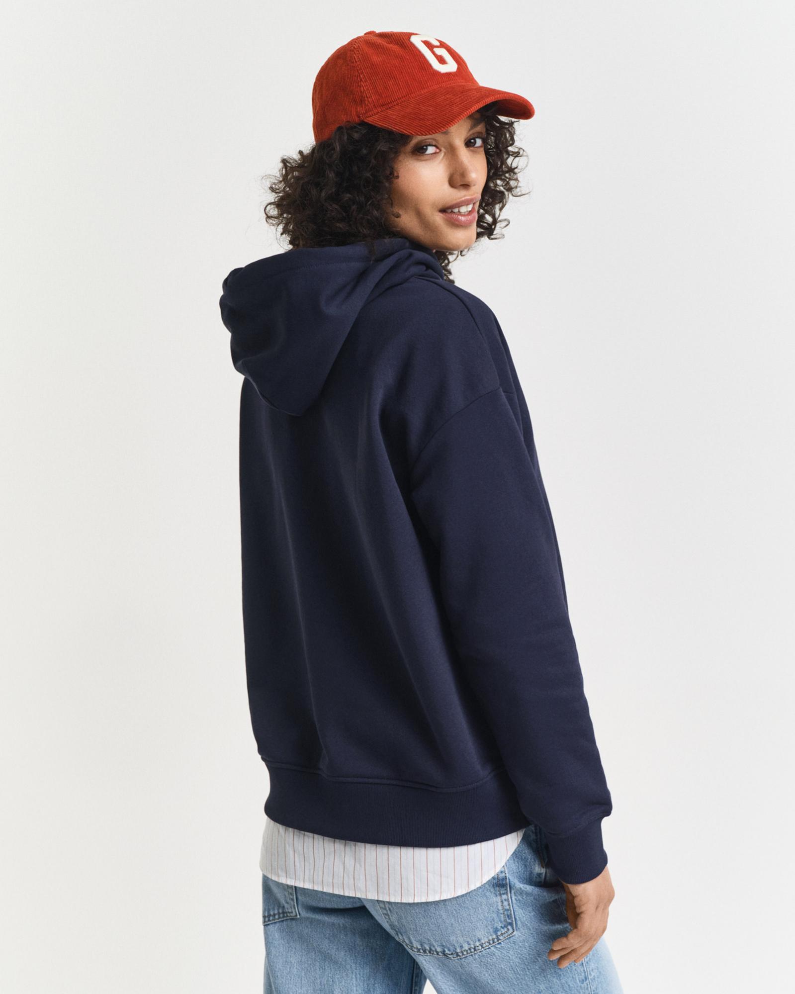 GANT Kadın Lacivert Relaxed Fit Kapüşonlu Sweatshirt