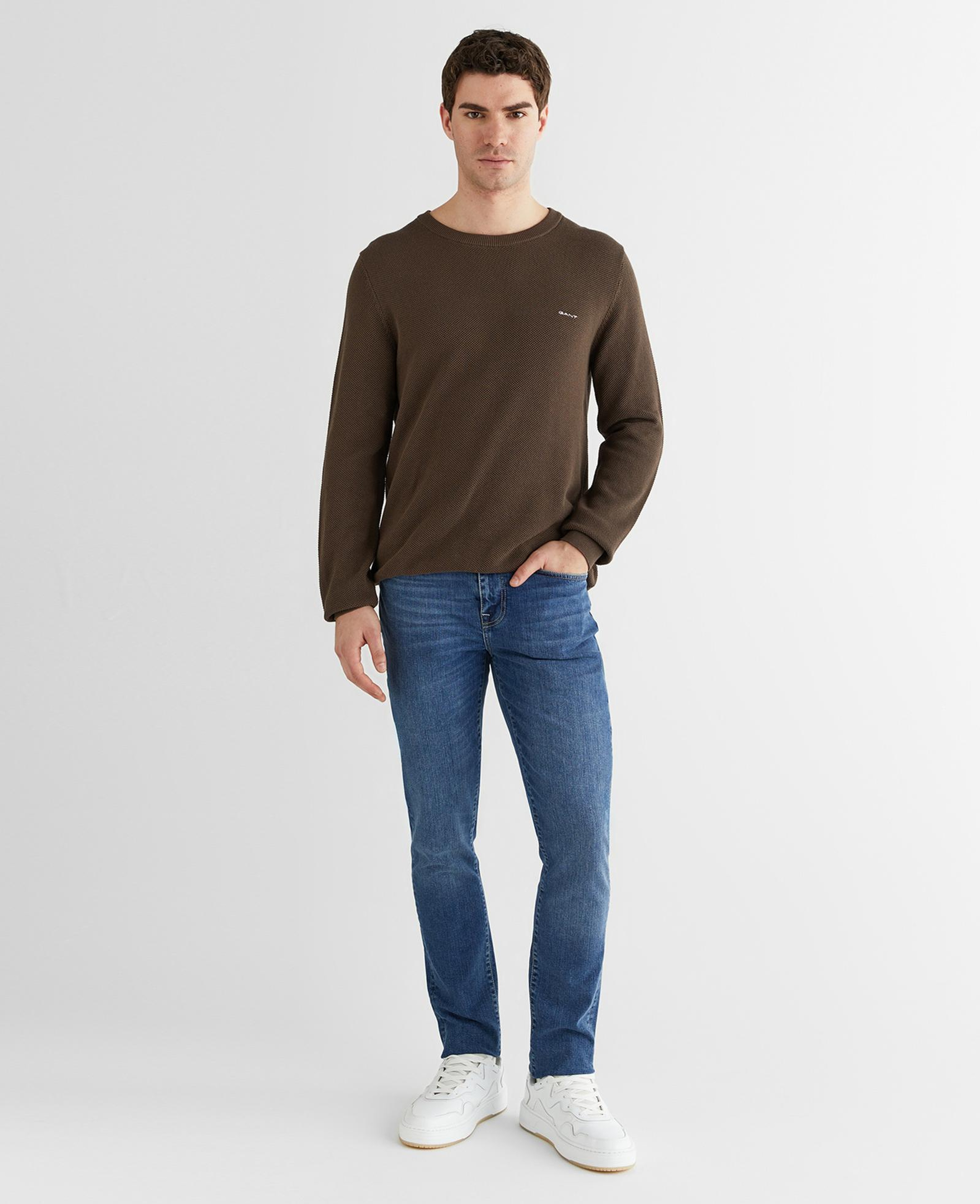 GANT Erkek Kahverengi Regular Fit Bisiklet Yaka Triko