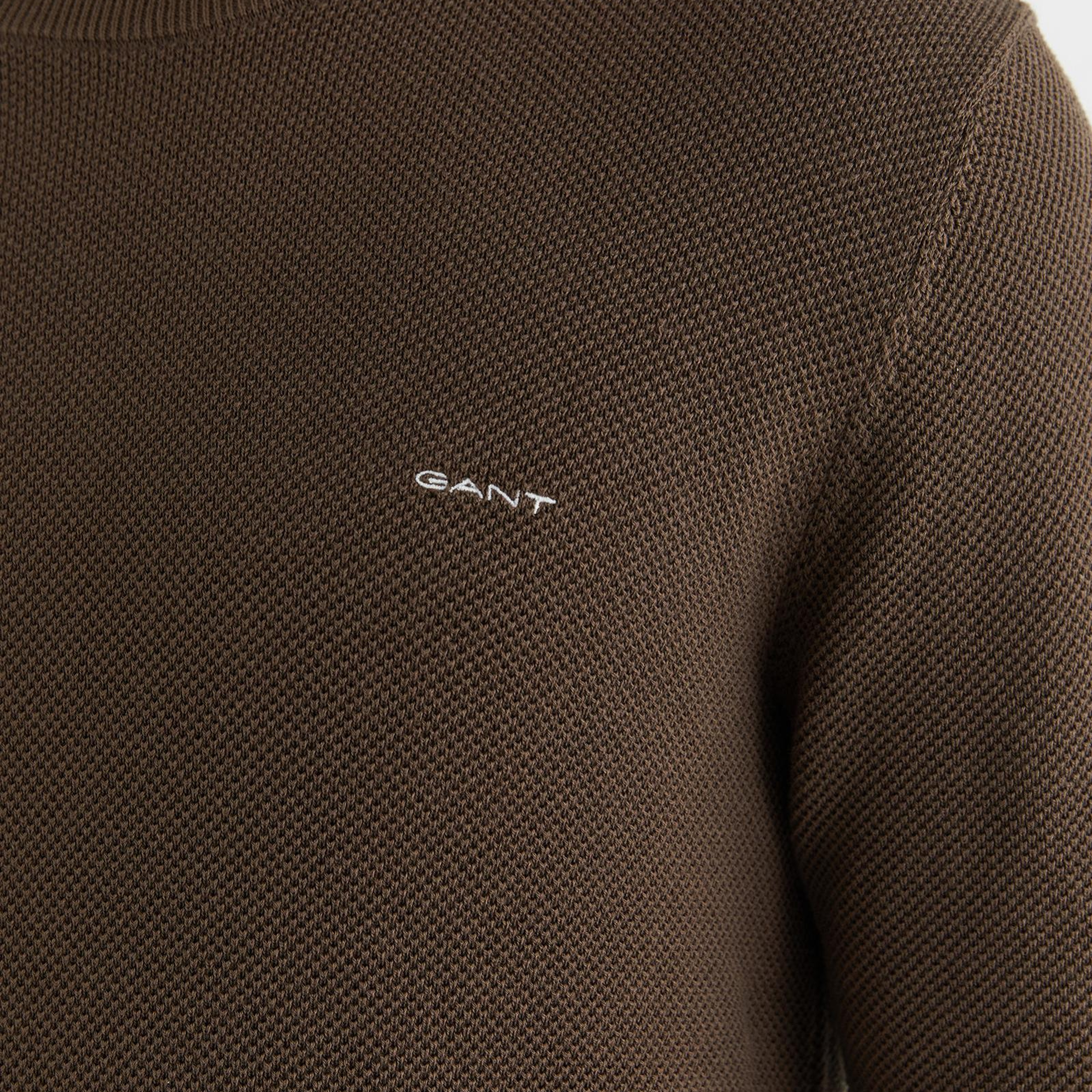 GANT Erkek Kahverengi Regular Fit Bisiklet Yaka Triko