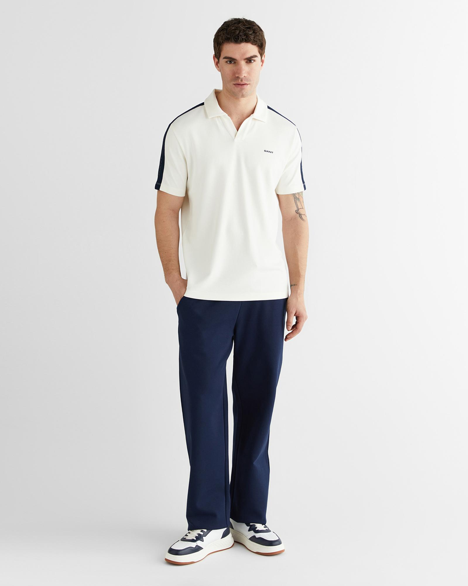 GANT Erkek Beyaz Regular Fit Şerit Detaylı Polo Yaka T-Shirt