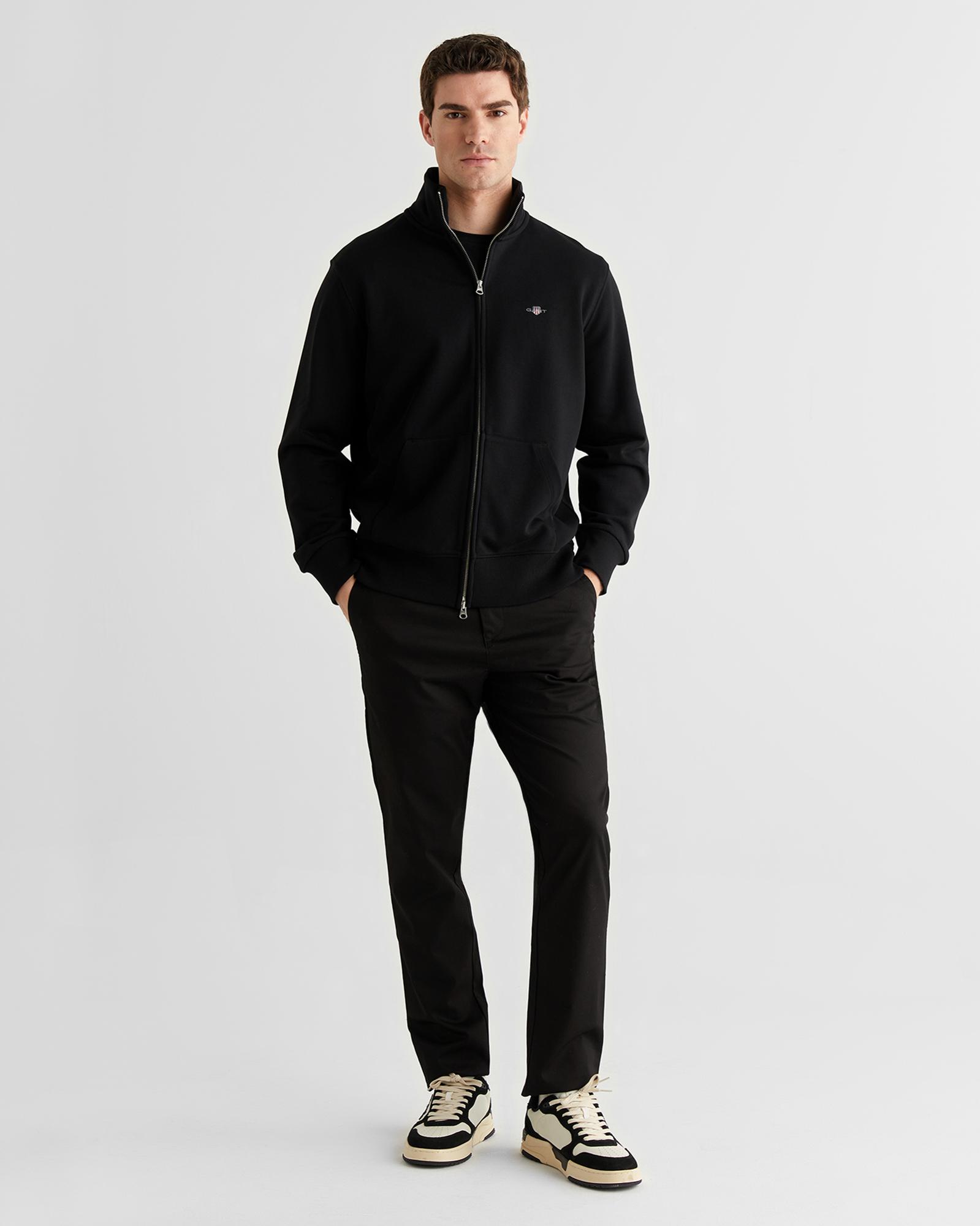 GANT Erkek Siyah Fermuarlı Logolu Hırka