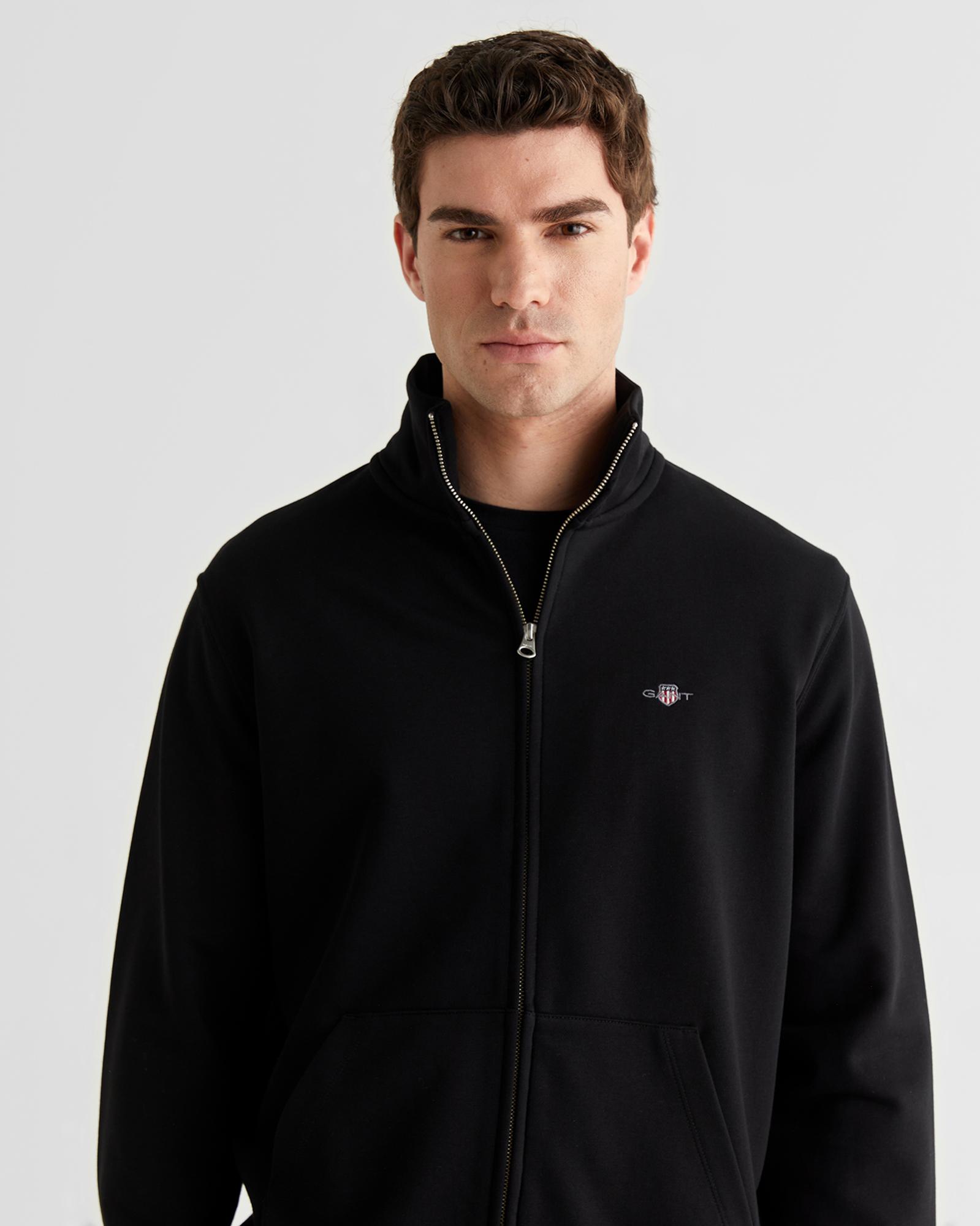 GANT Erkek Siyah Fermuarlı Logolu Hırka