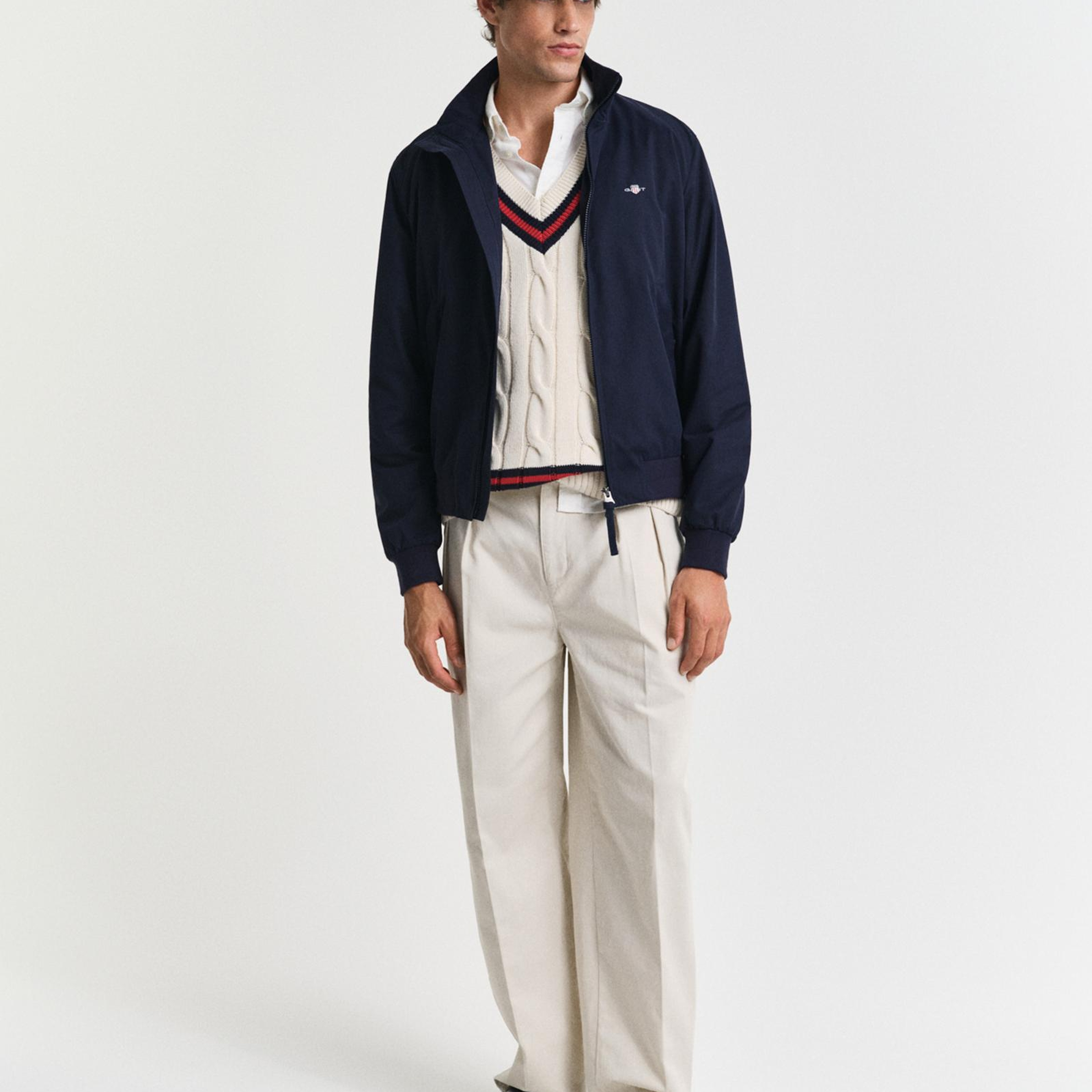 GANT Erkek Krem Relaxed Fit V Yaka Süveter